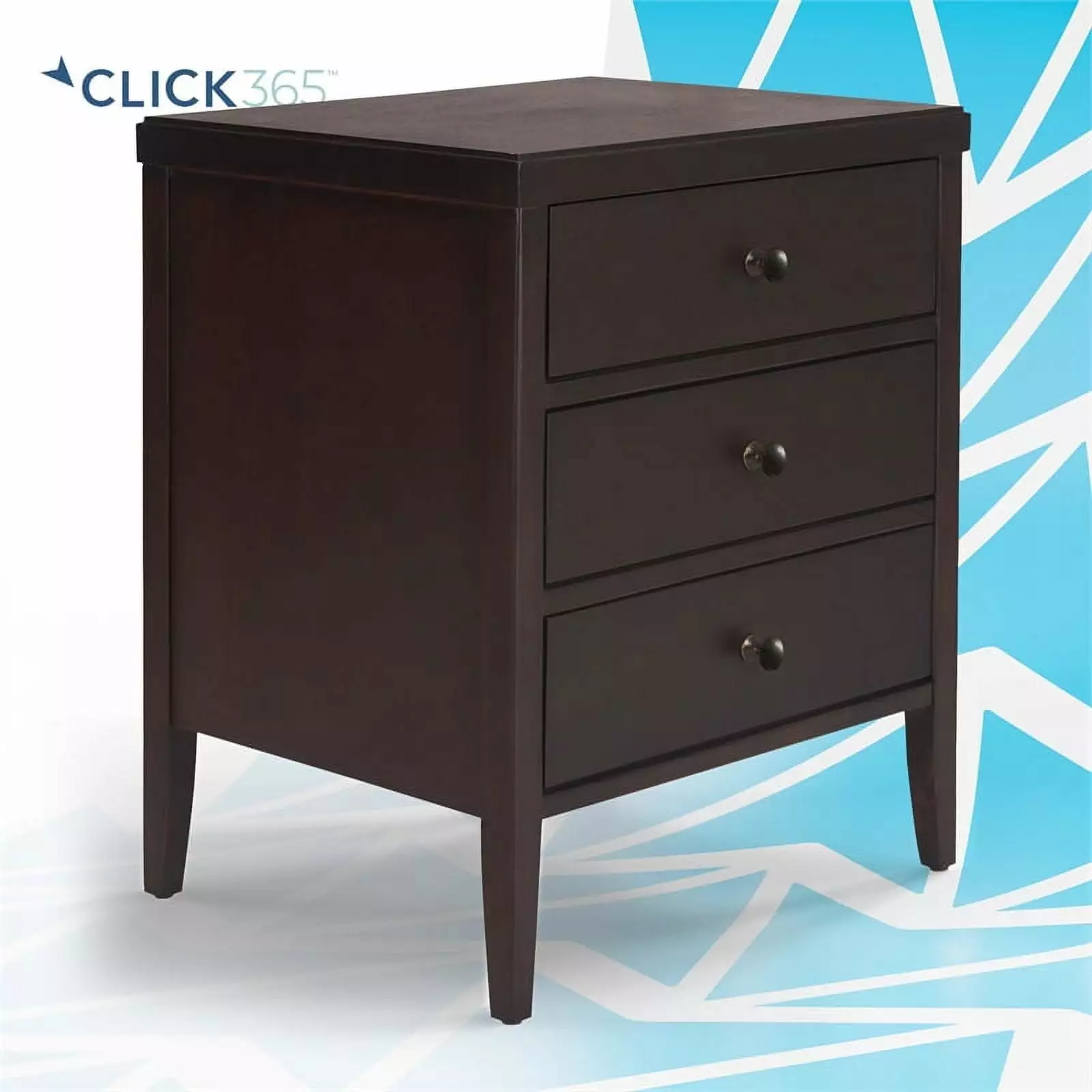 ClickDecor Finley Wood Nightstand End Table 3 Drawers Dark Brown Truly Home