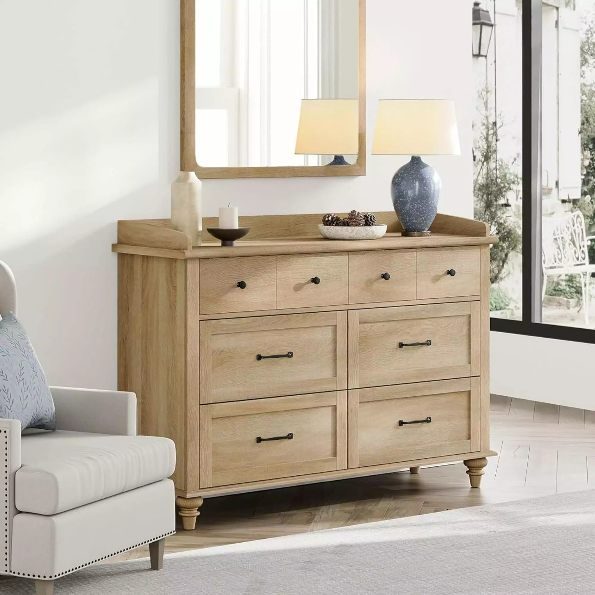 47 Baby Dresser Nursery 6 Drawers Changing Table Baby Oak Finish None