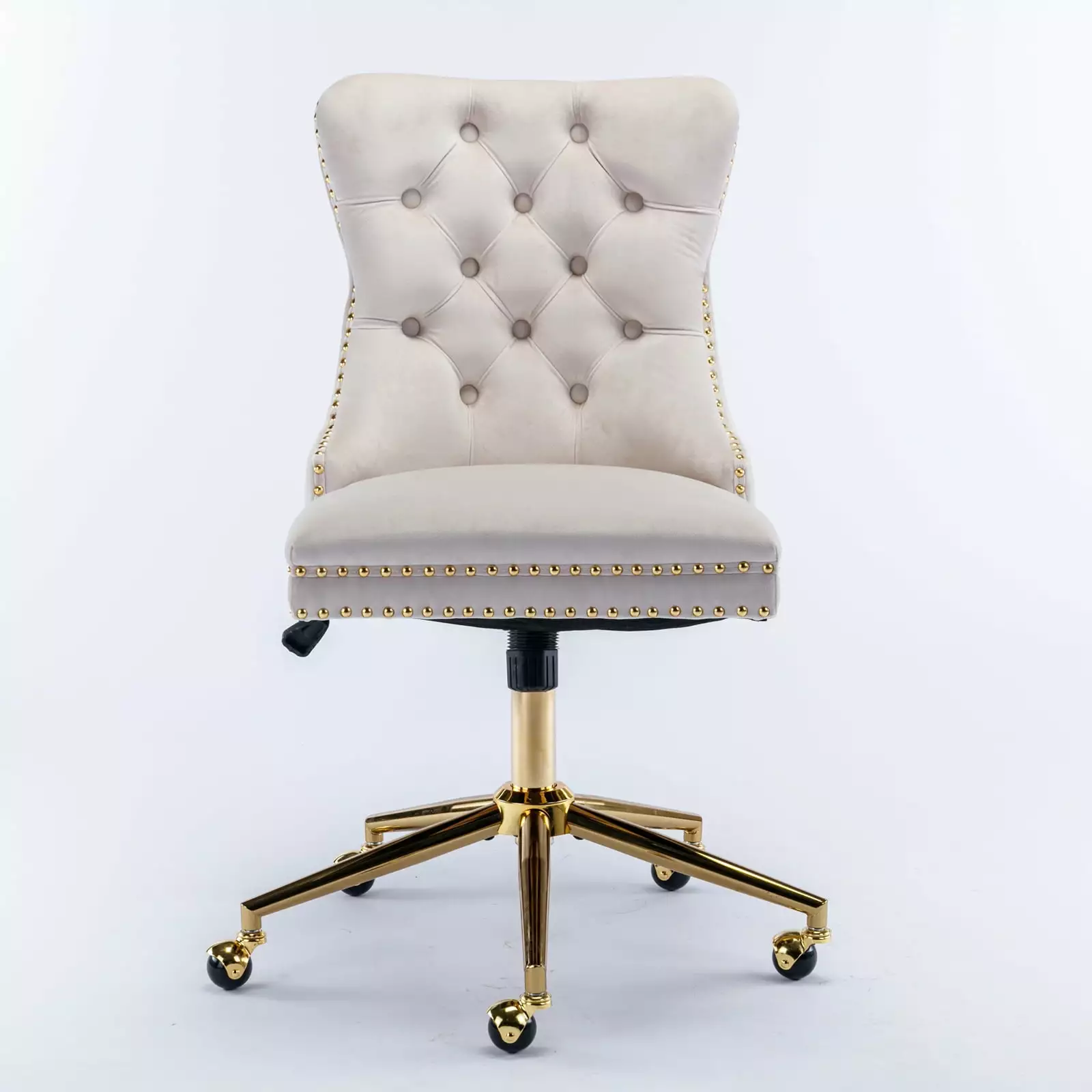 BTMWAY Office Chair Ergonomic Home Office Chair Golden Metal Base 360 Swivel Velvet Upholstered Desk Chair Adjustable Heig...