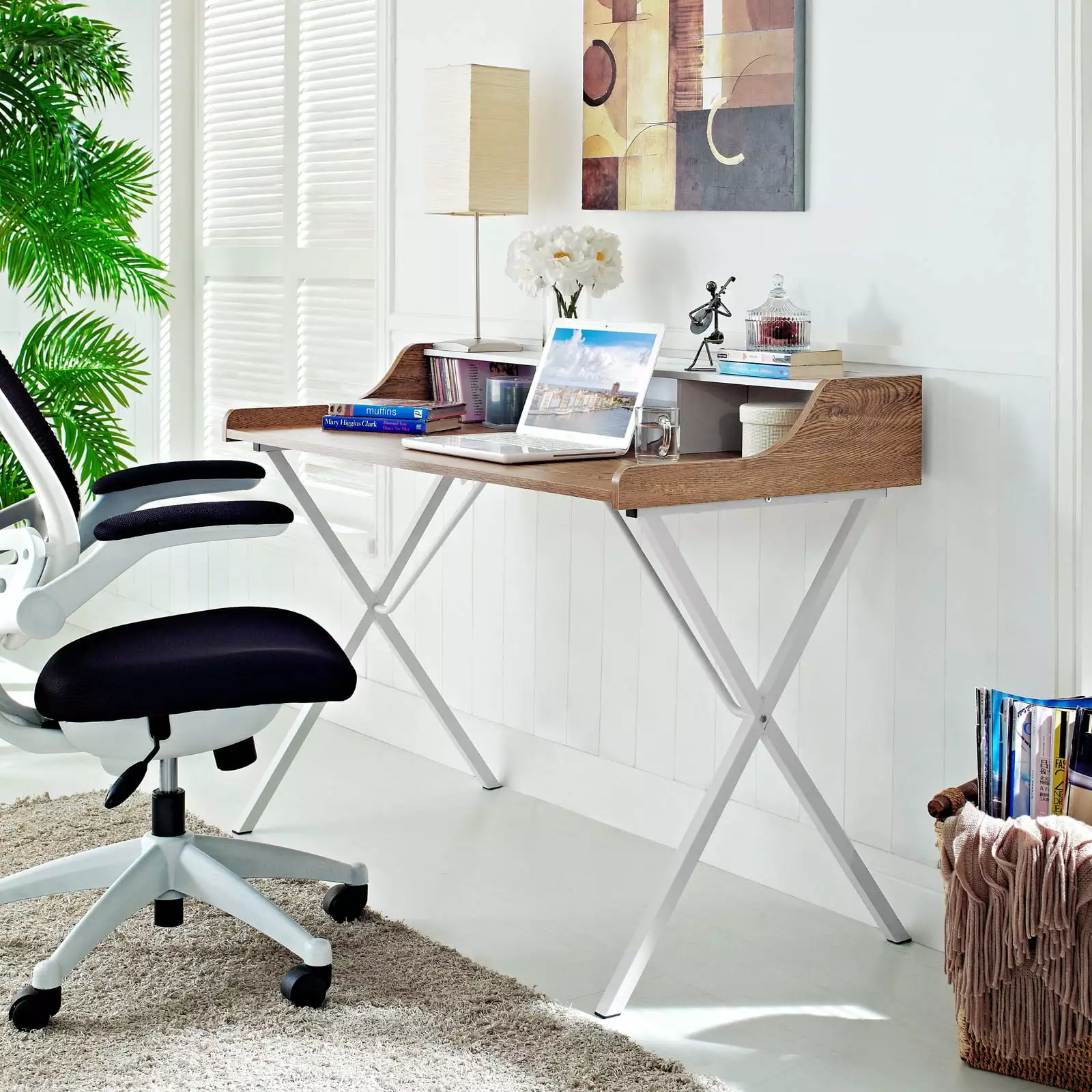 Modway Bin Office Desk Walnut Finish