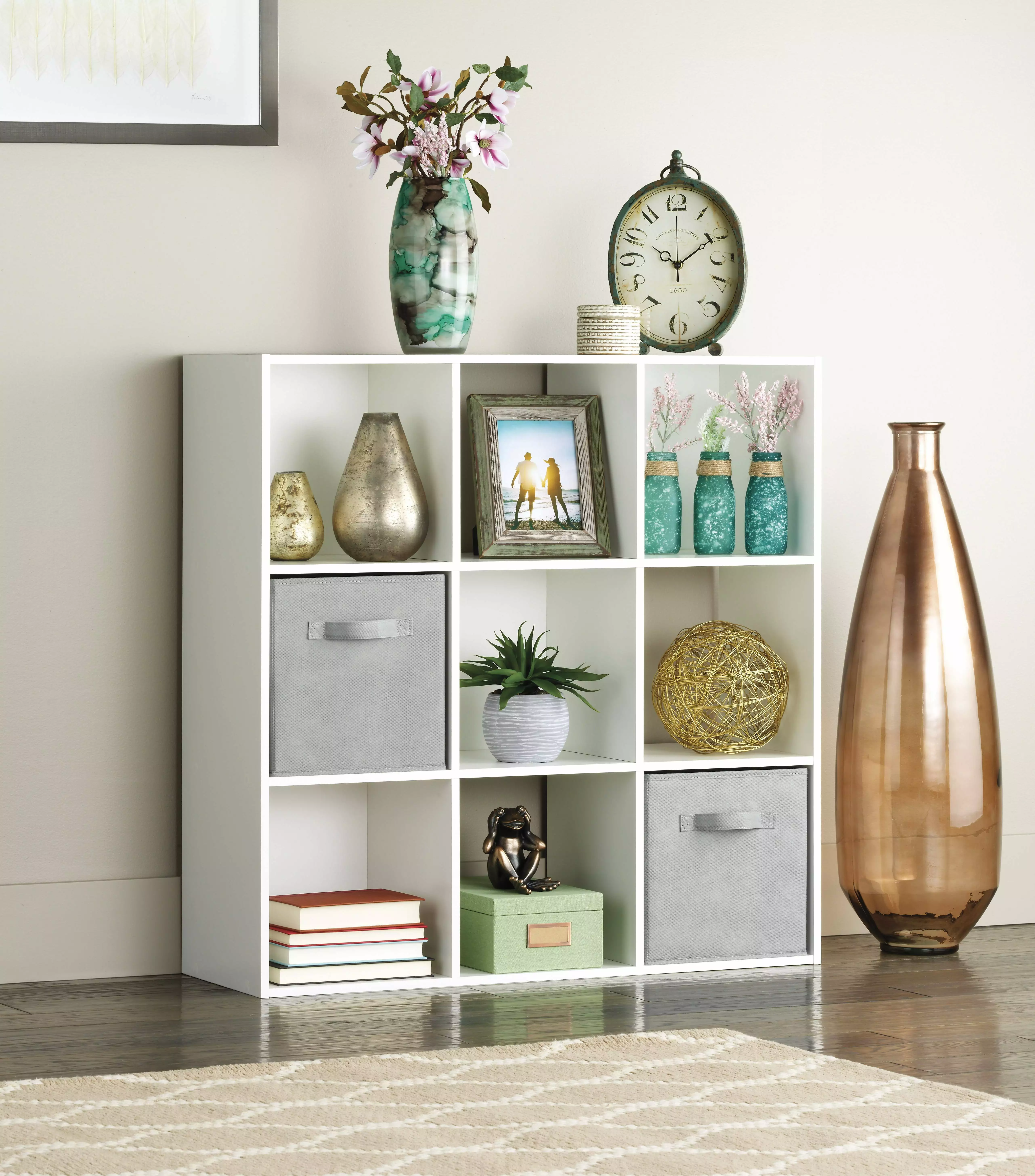 Whitmor Cube Arranger Bookcase 9 Section White Home Office