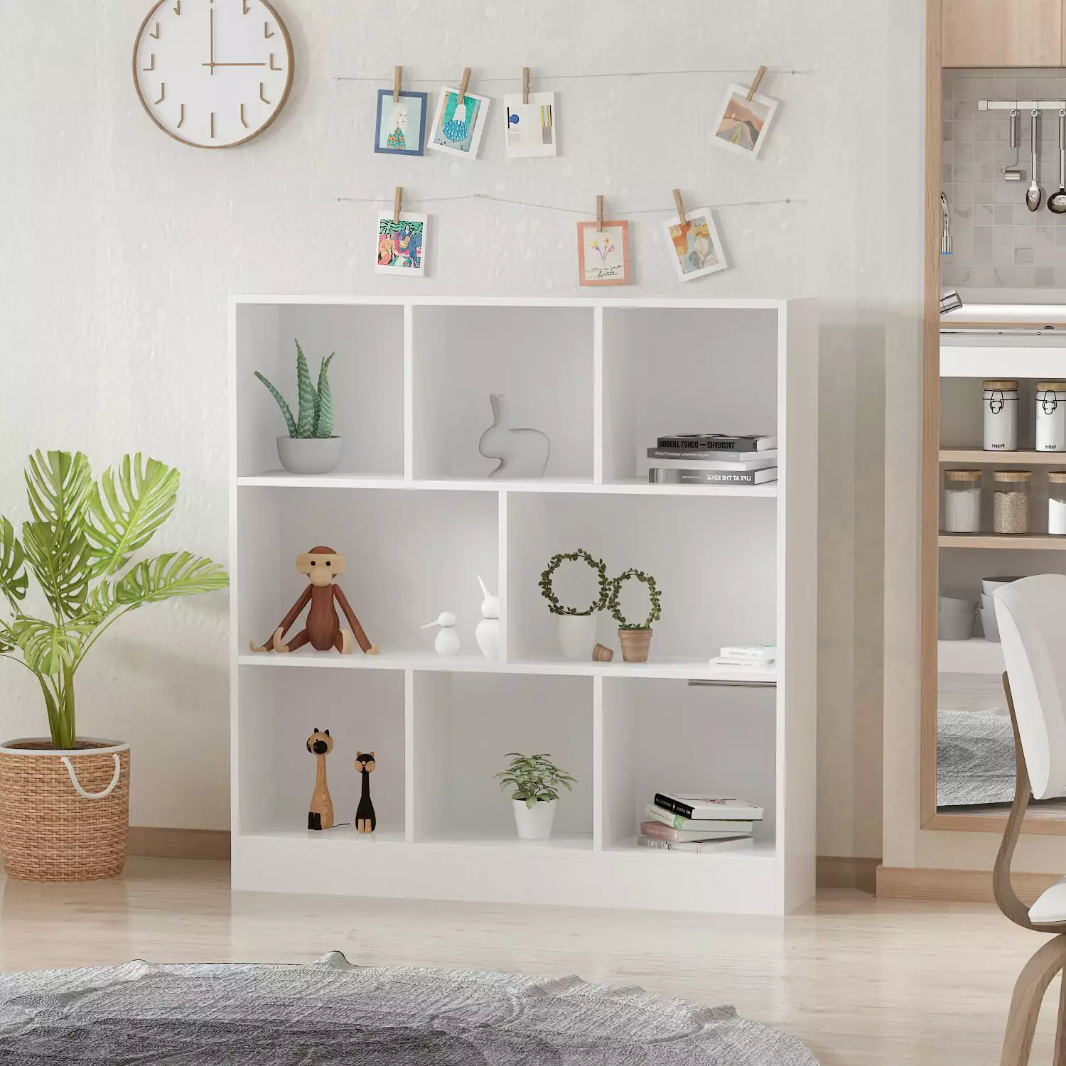 WIAWG 39.4 Modern 3 Tier Open Shelf Bookcase Storage Arranger Cube White