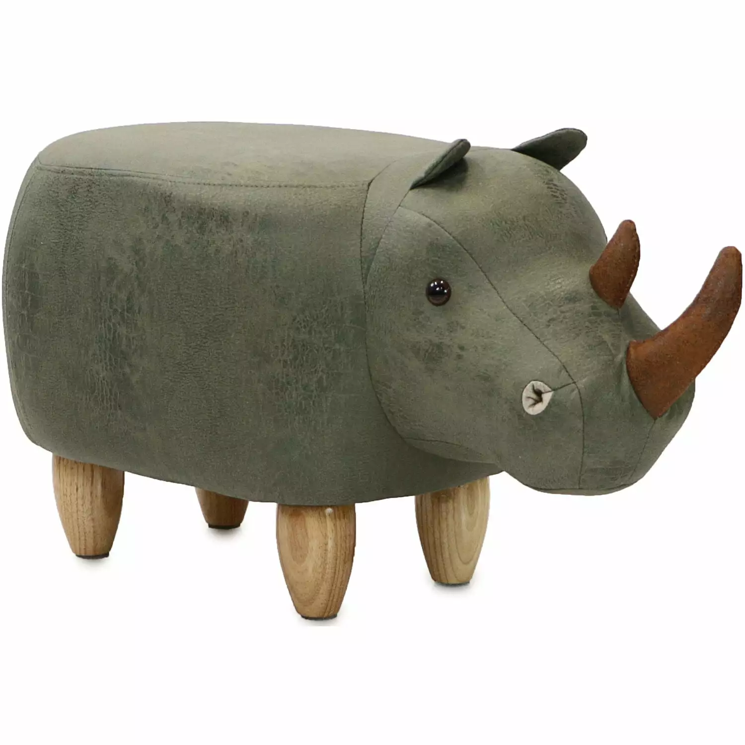 Critter Sitters 14- Seat Height Green Rhino Animal Shape Fabric Ottoman