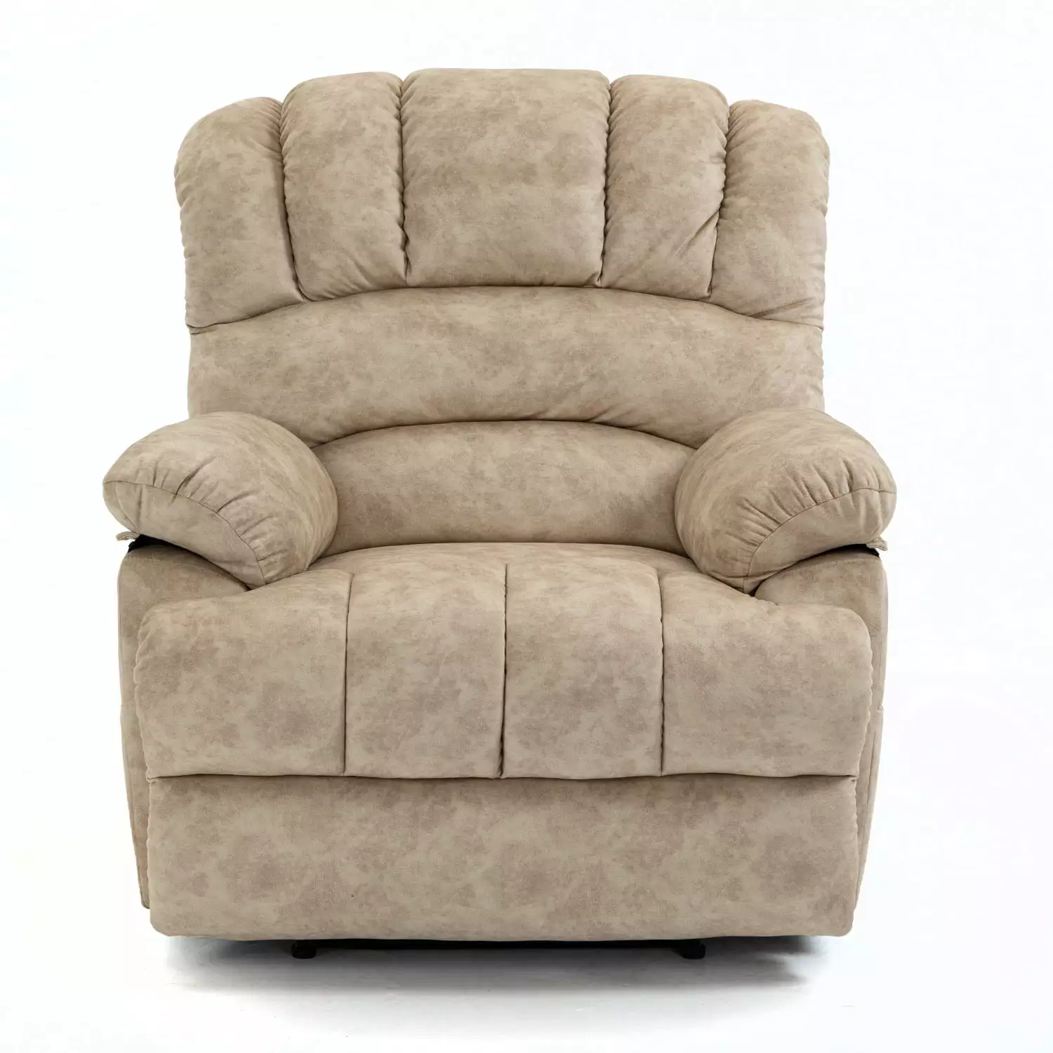 Large Beige Fabric Manual Recliner Chair Pillow Top Arms Comfortable Living Room Sofa Ponnky