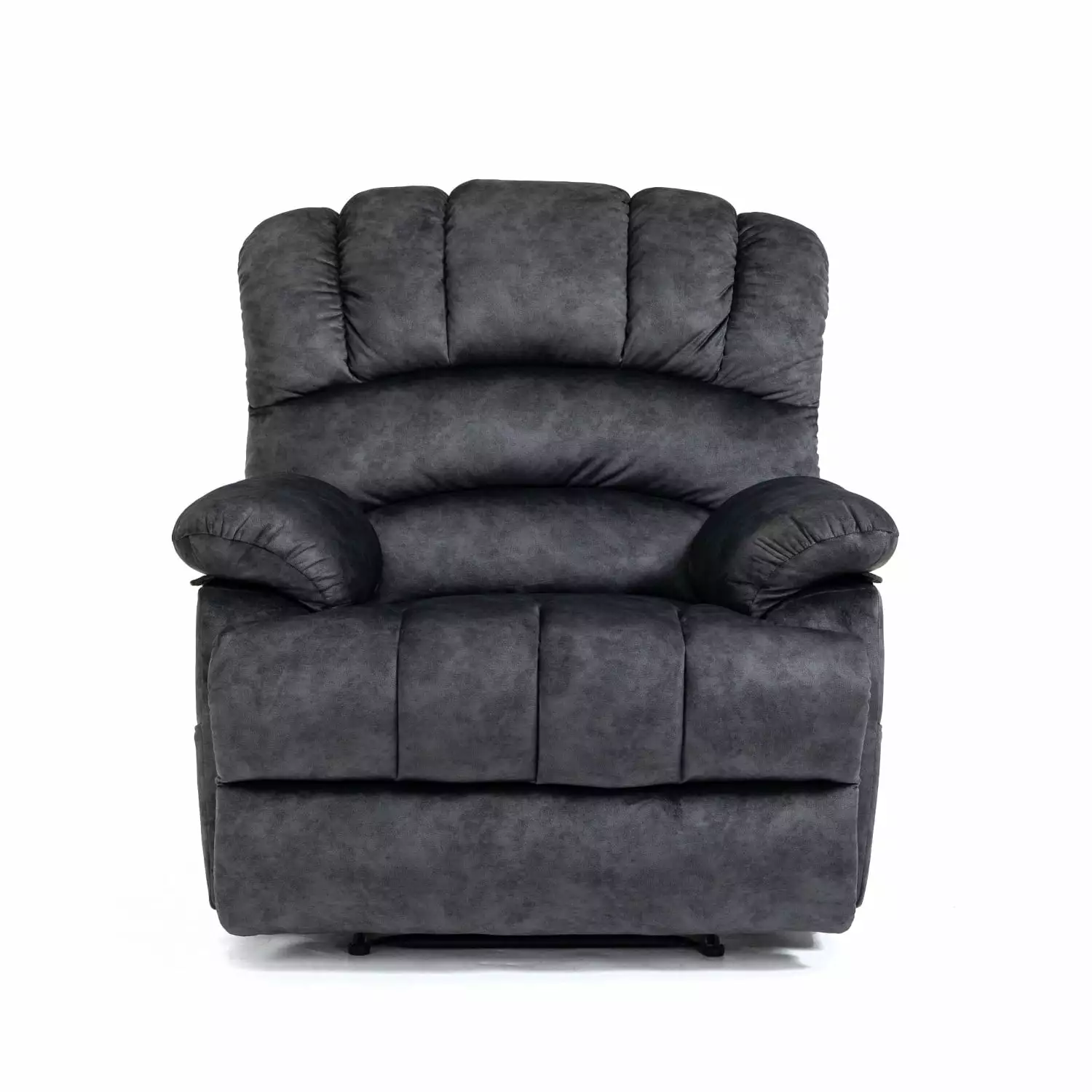 Large Gray Fabric Manual Recliner Chair Pillow Top Arms Durable Mechanism Living Room Ponnky