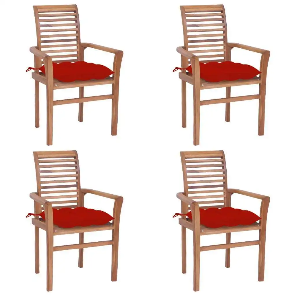 2-Piece Patio Chairs Black Cushions Solid Teak Wood Phoenix Dropship