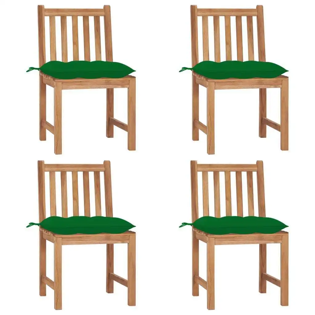 4-Piece Patio Chairs Anthracite Cushions Solid Teak Wood Phoenix Dropship