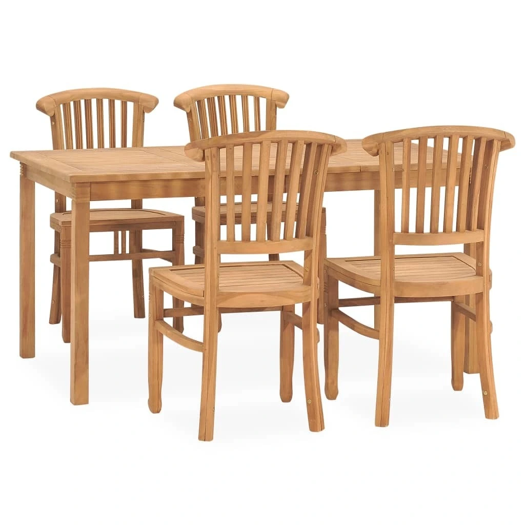 4-Piece Patio Chairs Gray Cushions Solid Teak Wood Phoenix Dropship