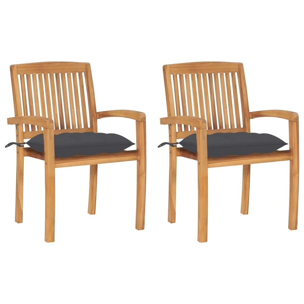 6-Piece Patio Chairs Green Cushions Solid Teak Wood Phoenix Dropship