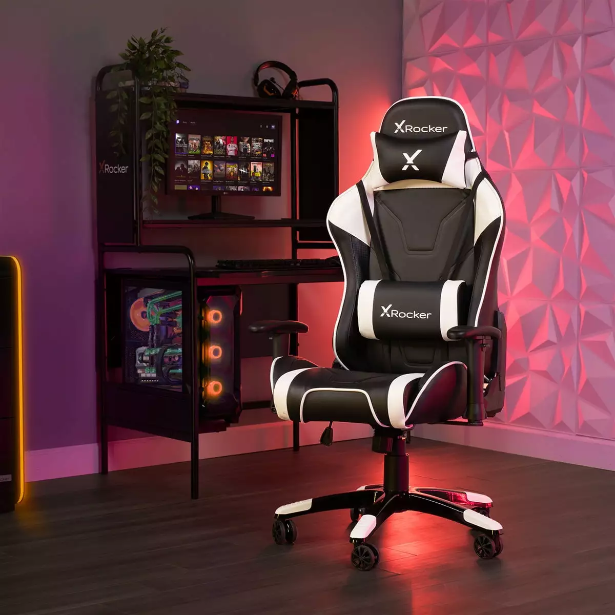 X Rocker Agility PC Gaming Chair Black White 22.44 x 20.87 x 50.39