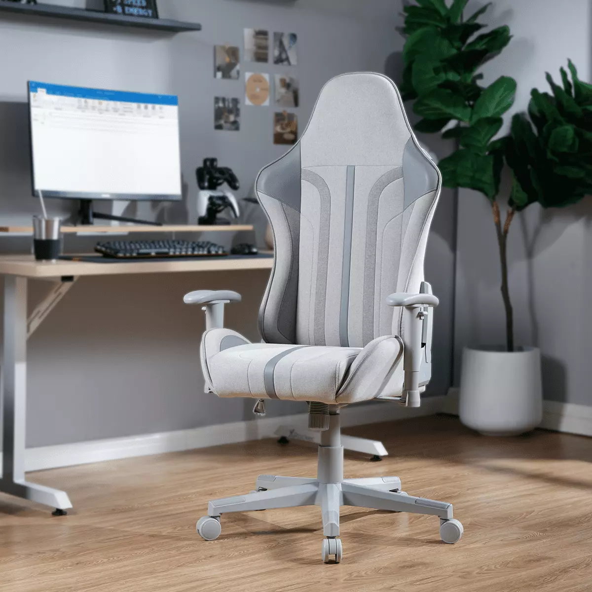 X Rocker Mysa PC Gaming Chair Gray Gray Base 24.4 x 27.2 x 48.4-51.2