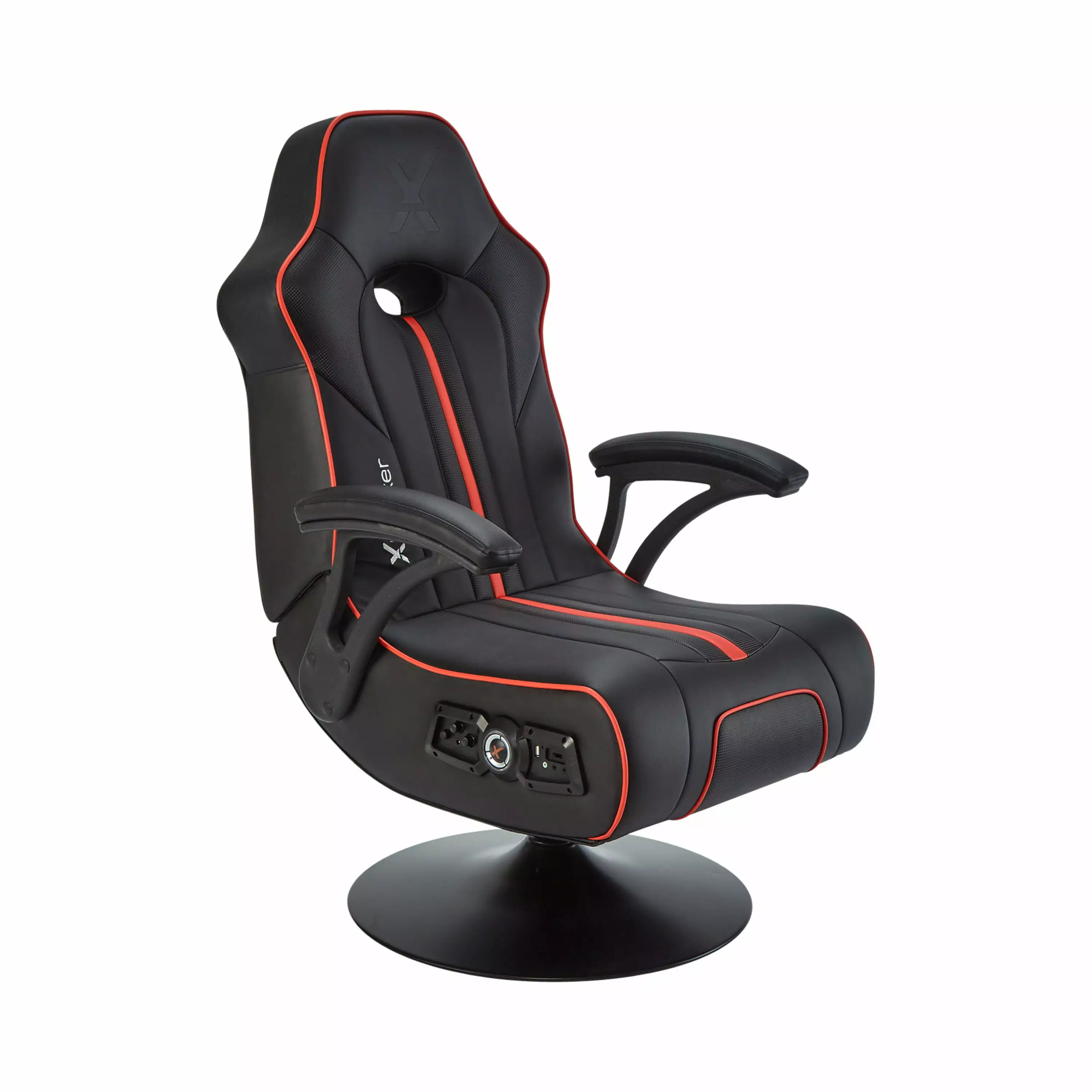X Rocker Torque Bluetooth Audio Pedestal Gaming Chair Subwoofer and Vibration Black Red