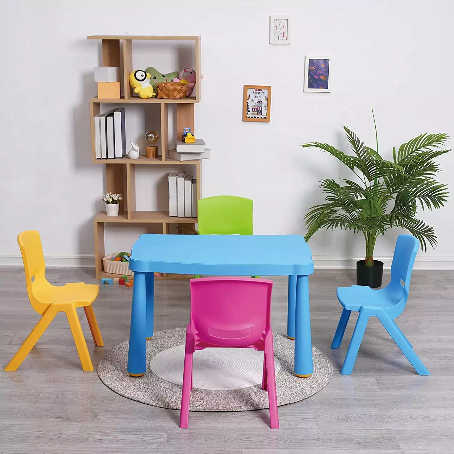 Domi Outdoor Living 5 Pieces Plastic Toddler Kids Table and Chair Set