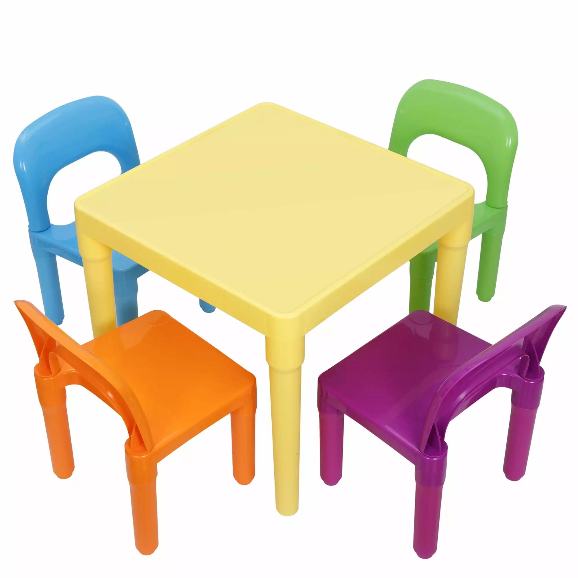ZENY Kids Plastic Table and Chairs Set Multicolor Children Activity Playing Desk