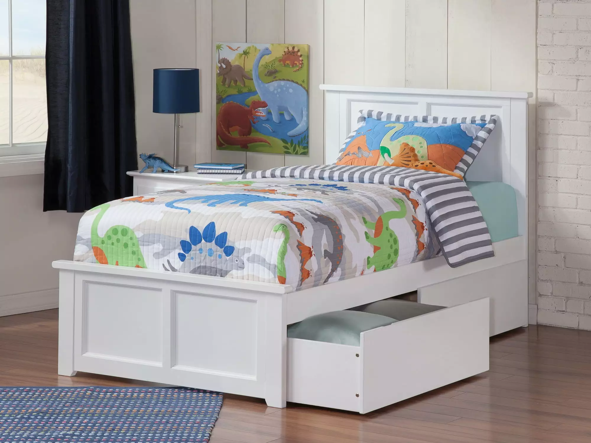 Madison Platform Bed Matching Foot Board and 2 Urban Bed Drawers, Multiple Colors and Sizes Available AFI