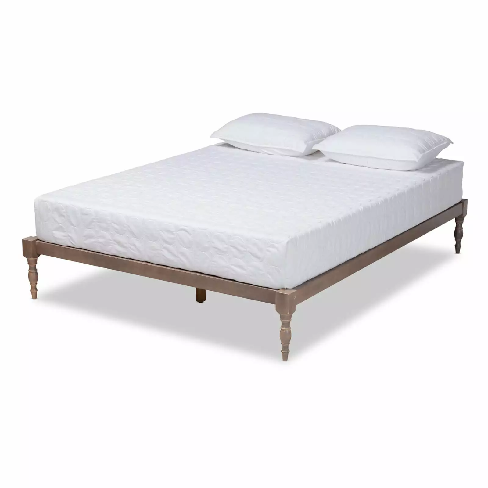 Baxton Studio Iseline Full Size Grey Wood Platform Bed Frame - Modern Bed Base