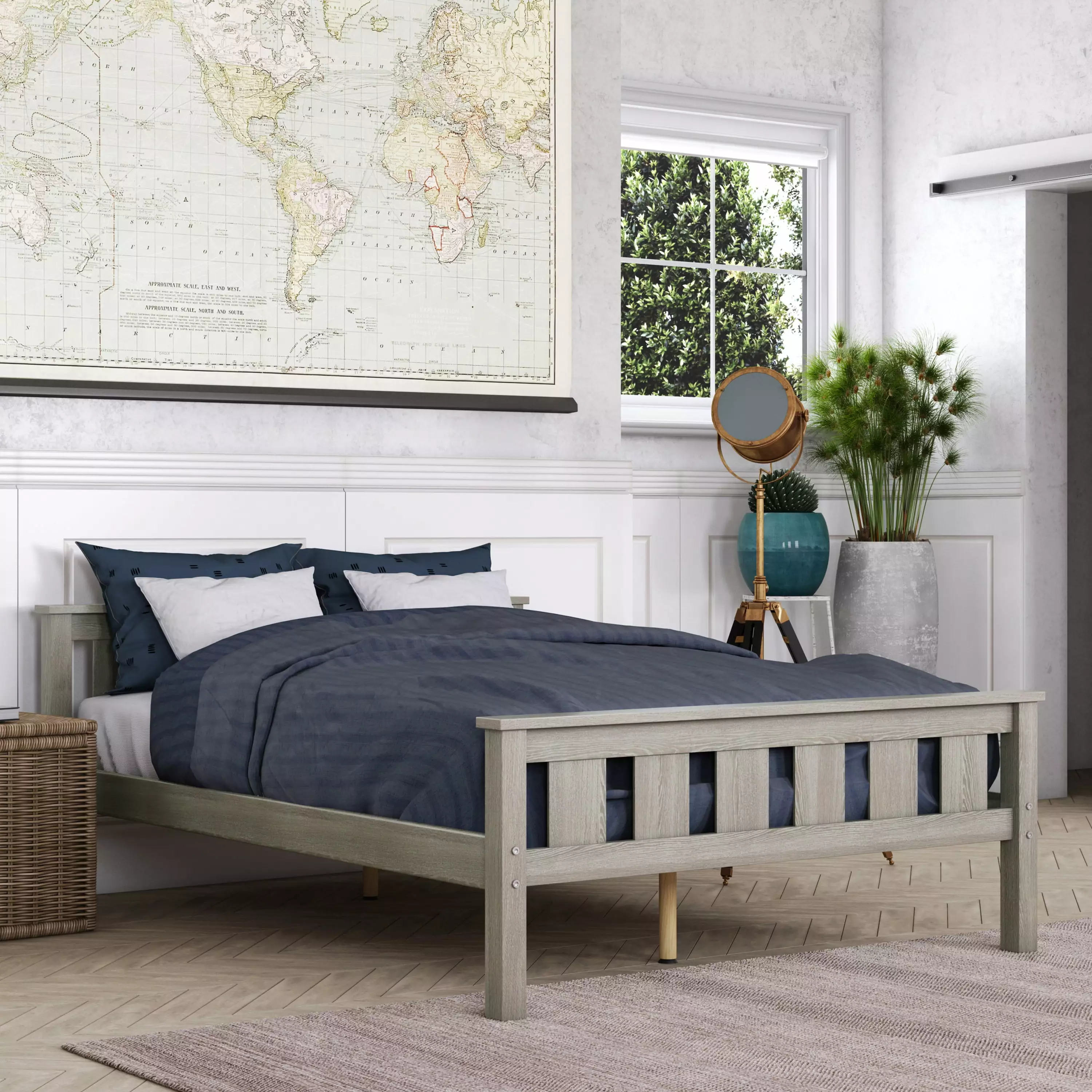 Better Homes & Gardens Kane Full Size Wooden Platform Bed Gray