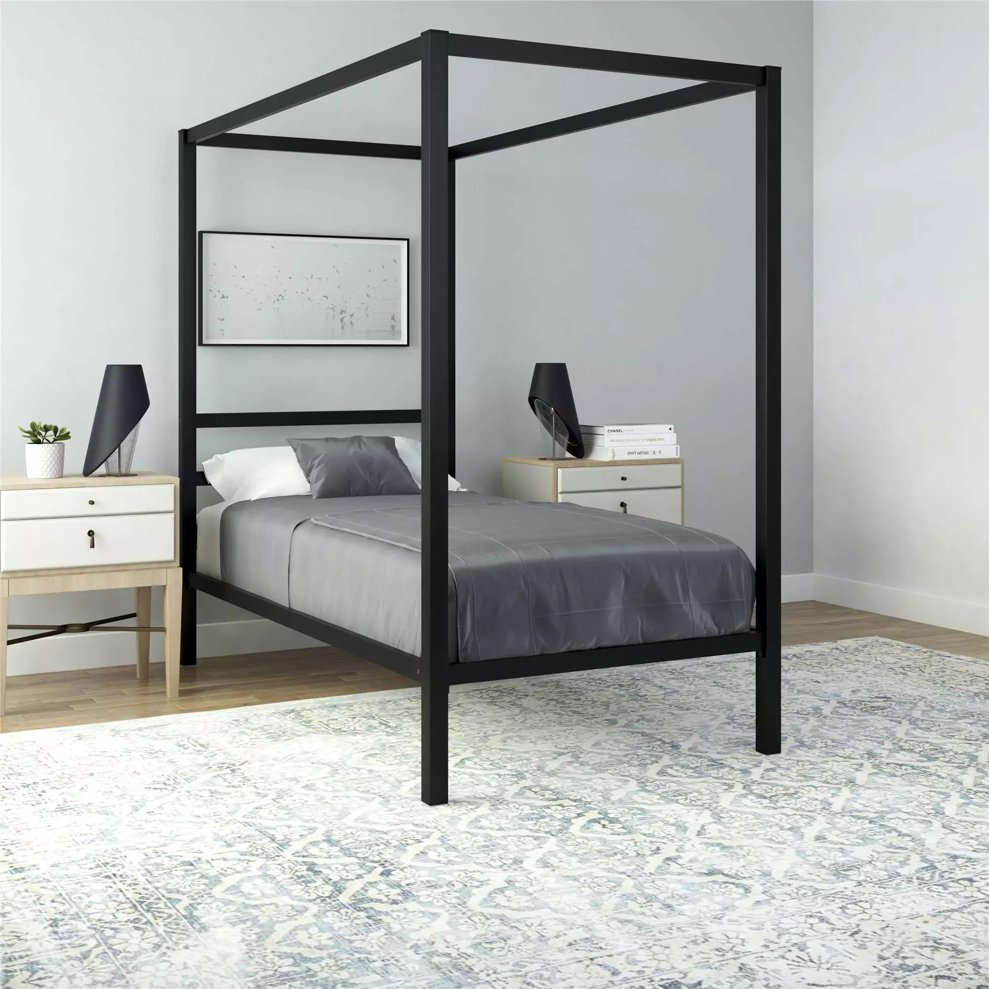 DHP Modern Metal Canopy Platform Bed Frame Black - Twin Size