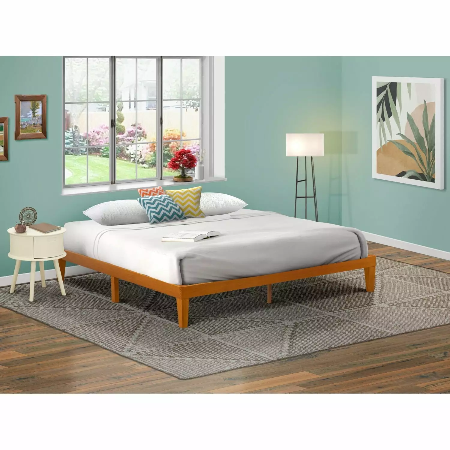 East West Furniture Denton Engineered Wood King Platform Bed Rustic Oak