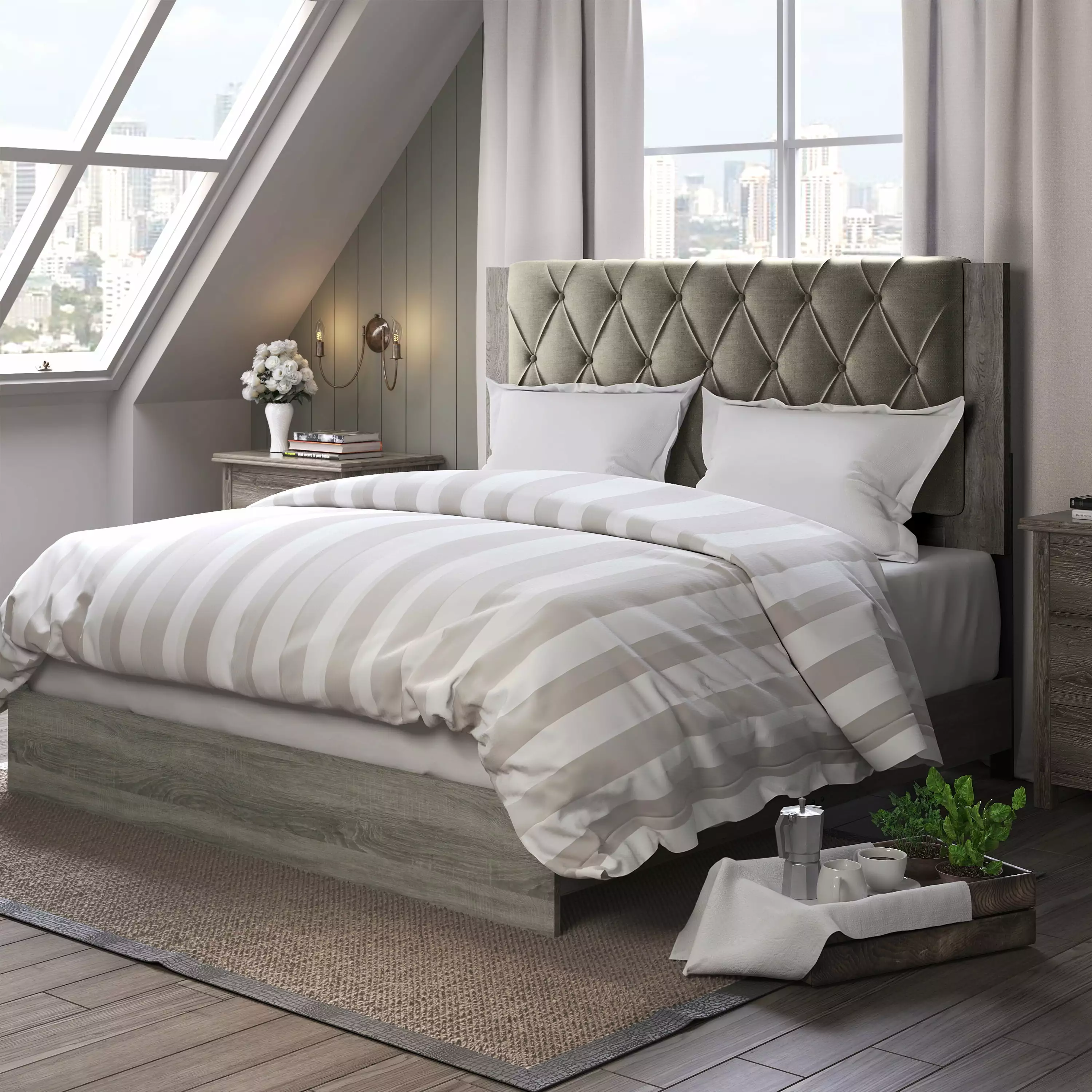 ClickDecor Kenton Platform Bed King Size Gray Finch