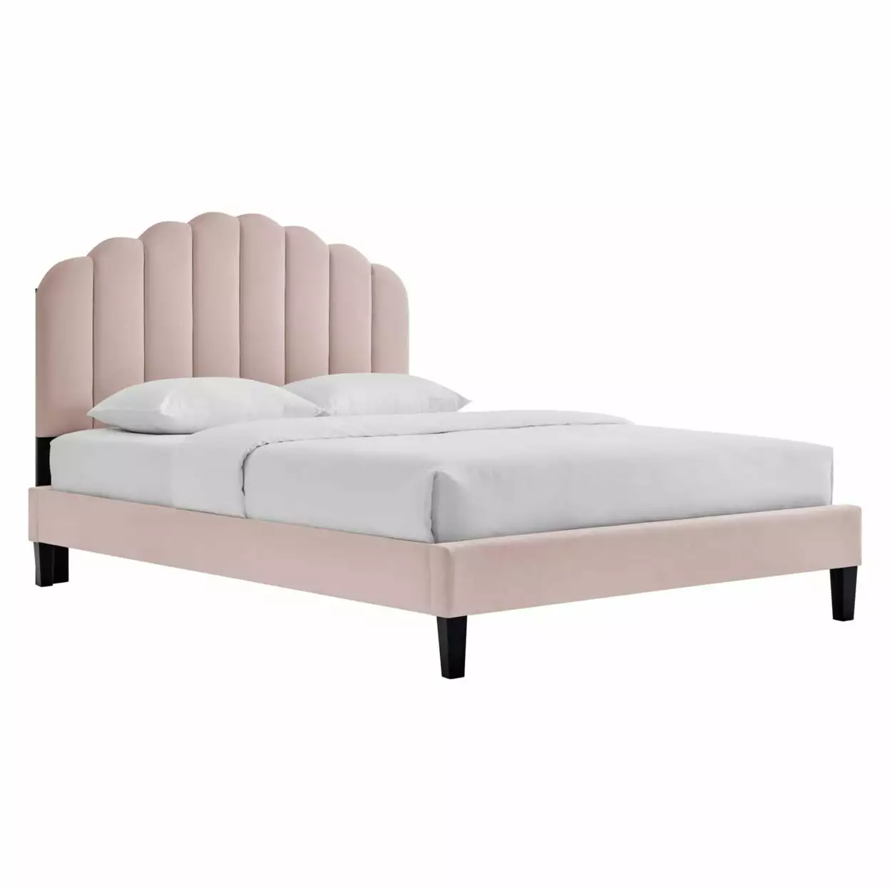 Daisy Functionality Velvet Full Platform Bed Pink - Stylish Bedroom Furniture Modway