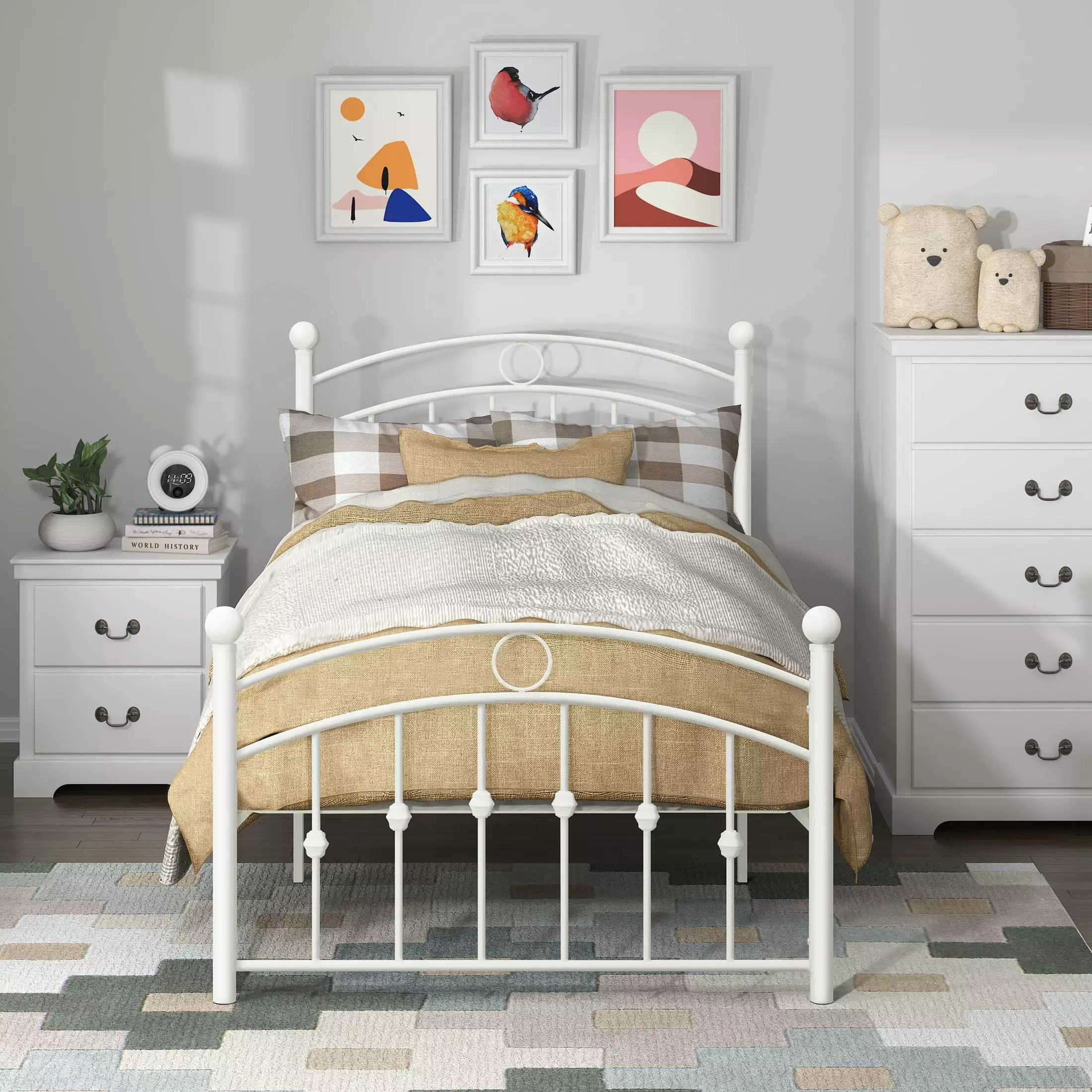 OakvillePark Bernal Heights Metal Platform Bed Twin White