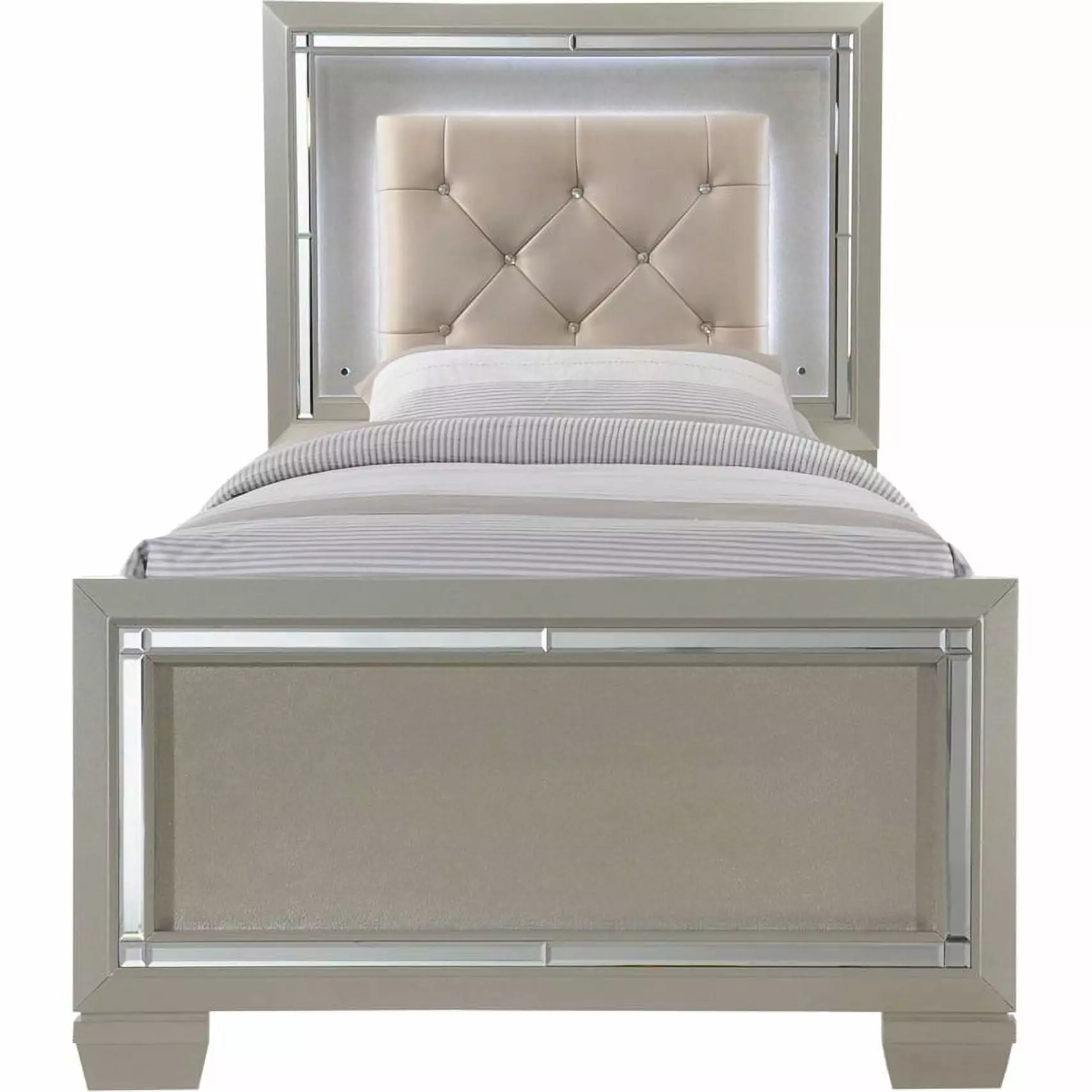 Picket Houtilize Furnishings Glamour Youth Twin Platform Bed Champagne Finish Picket House Furnishings