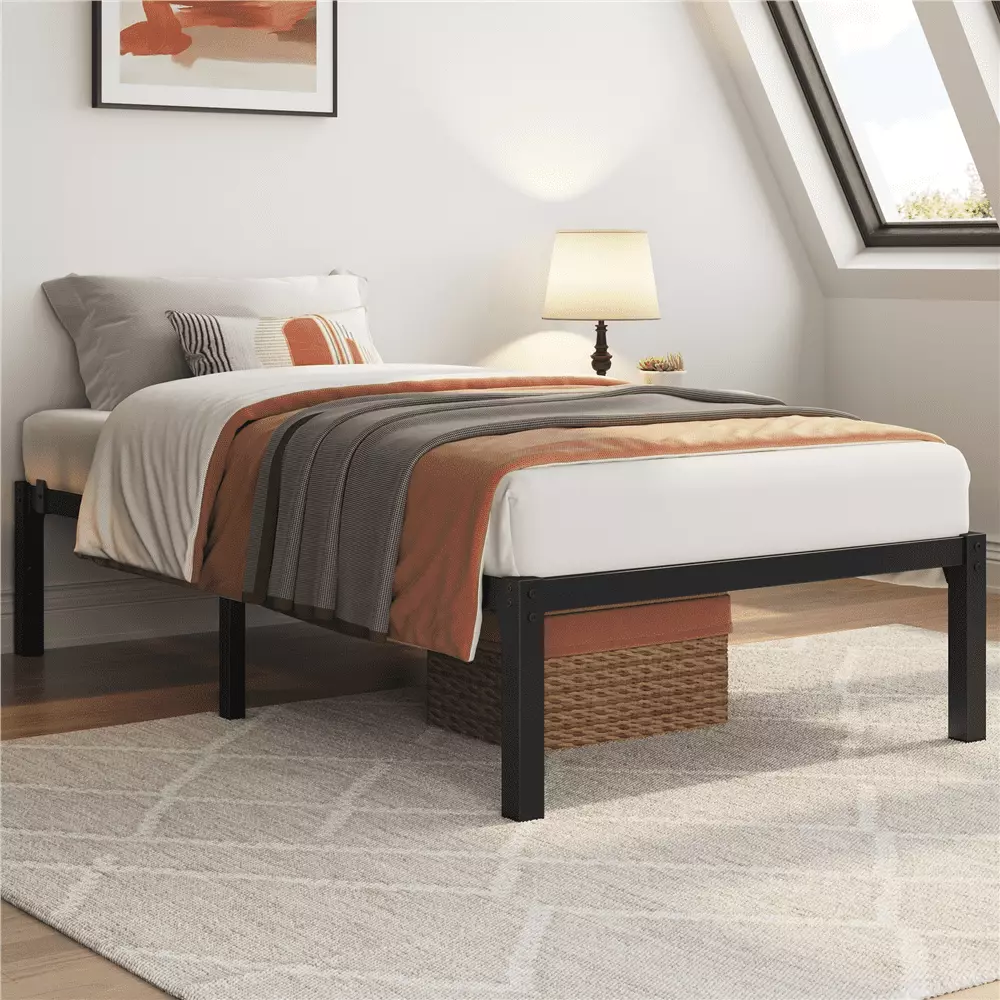 Topeakmart Twin Metal Platform Bed Frame Heavy Duty Steel Slat Support Black