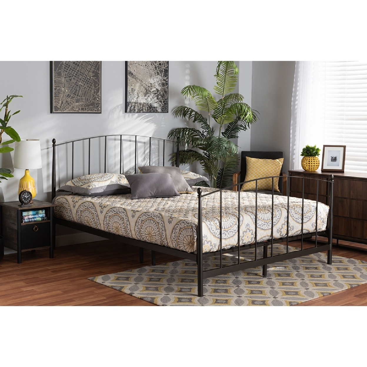 Baxton Studio Lana Modern Black Metal Full Size Platform Bed - Contemporary Design Wholesale Interiors