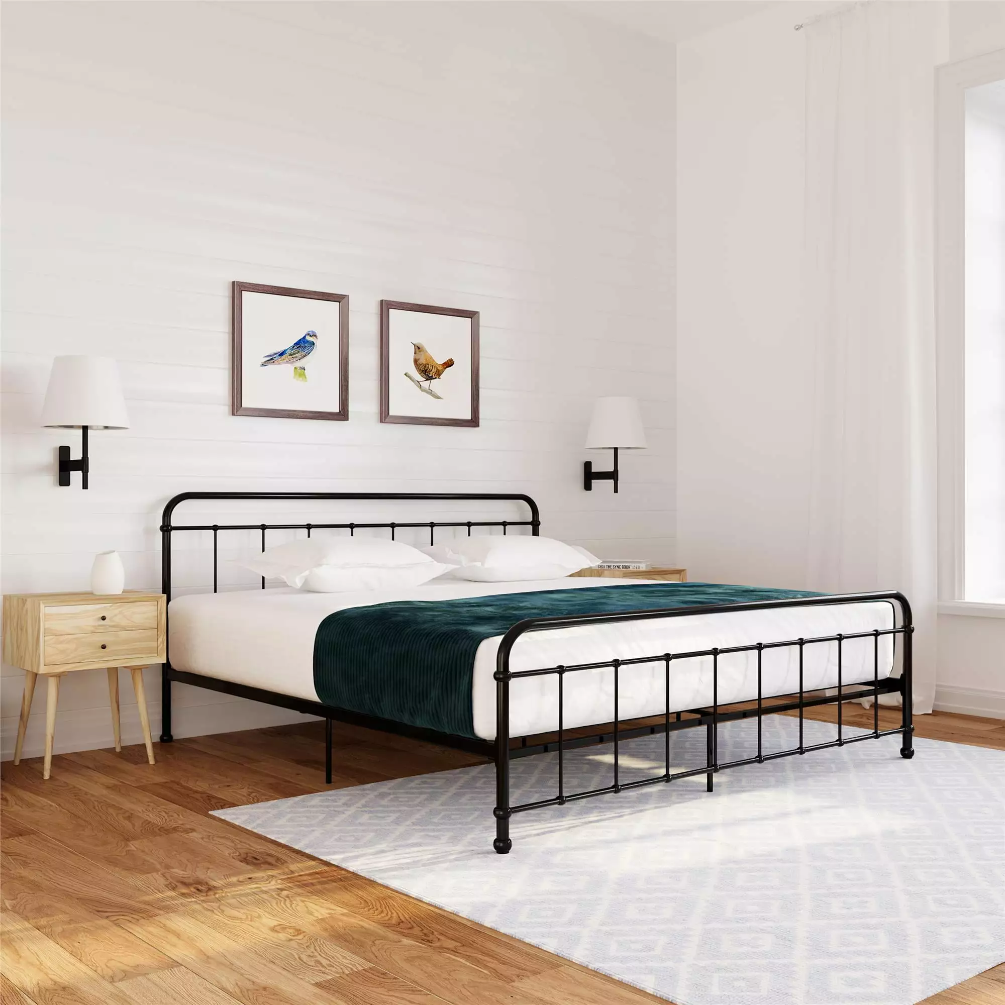 Woven Paths Brooklyn Iron Metal Platform Bed King Black