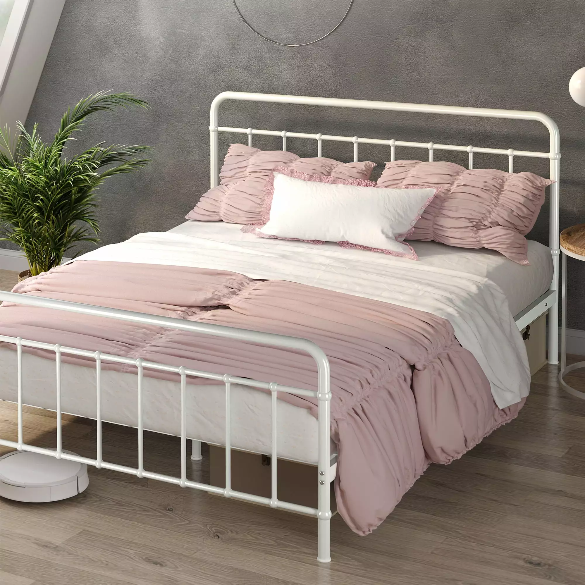 Zinus Florence 40 Inch Metal Platform Bed Frame White - King Size Sturdy Support