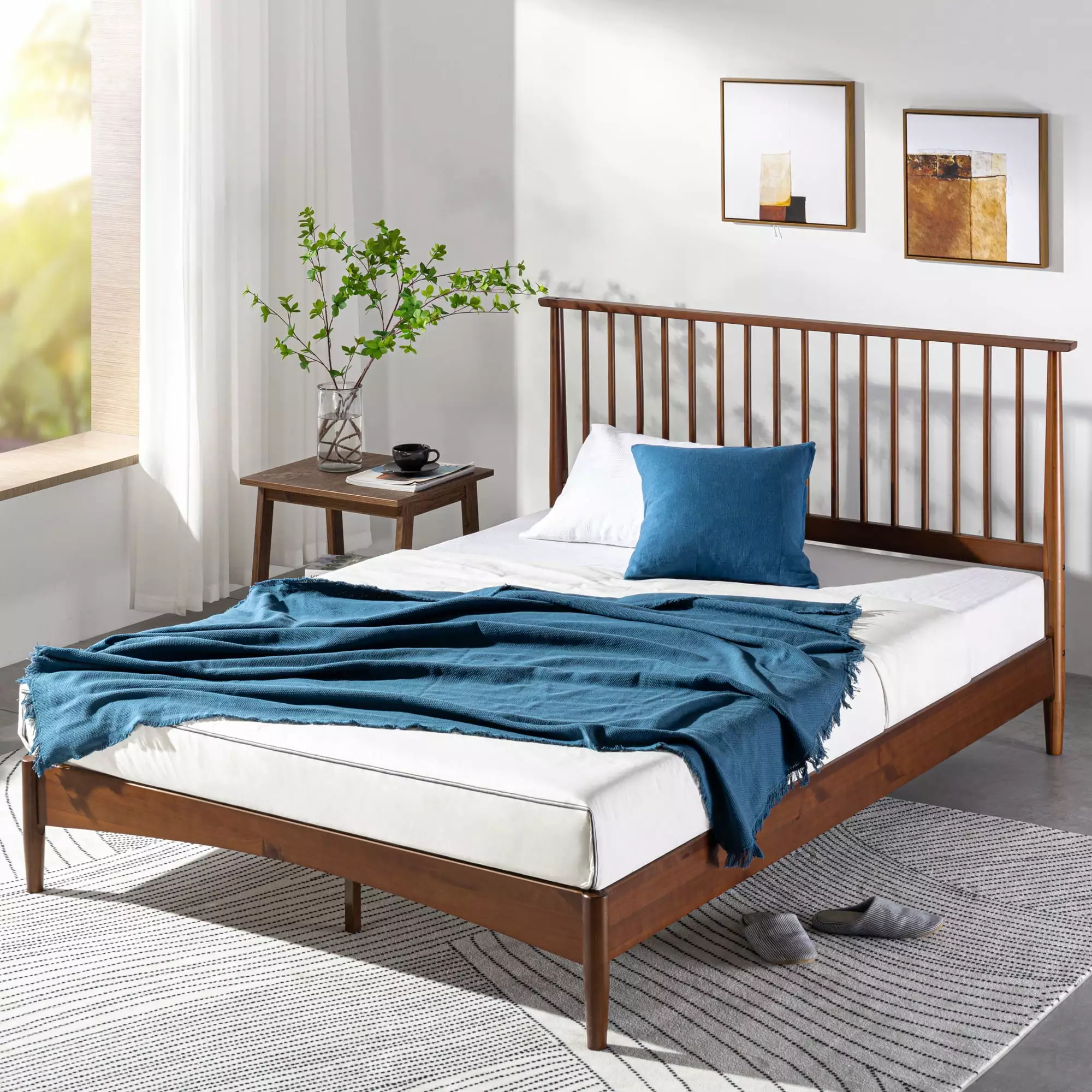 Zinus Linda 41 Mid Century Wood Platform Bed Frame Queen Size