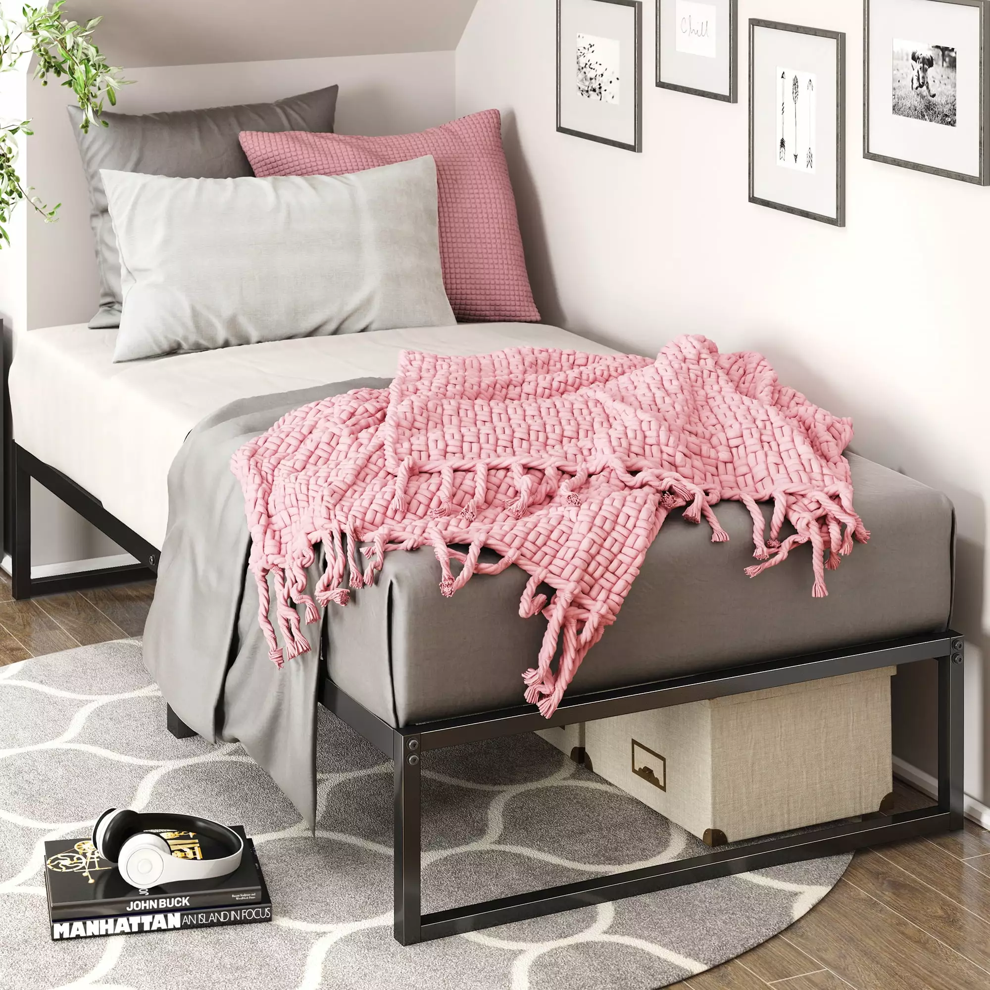 Zinus Lorelai 12 Inch Metal Platform Bed Frame Twin Sturdy Mattress Foundation