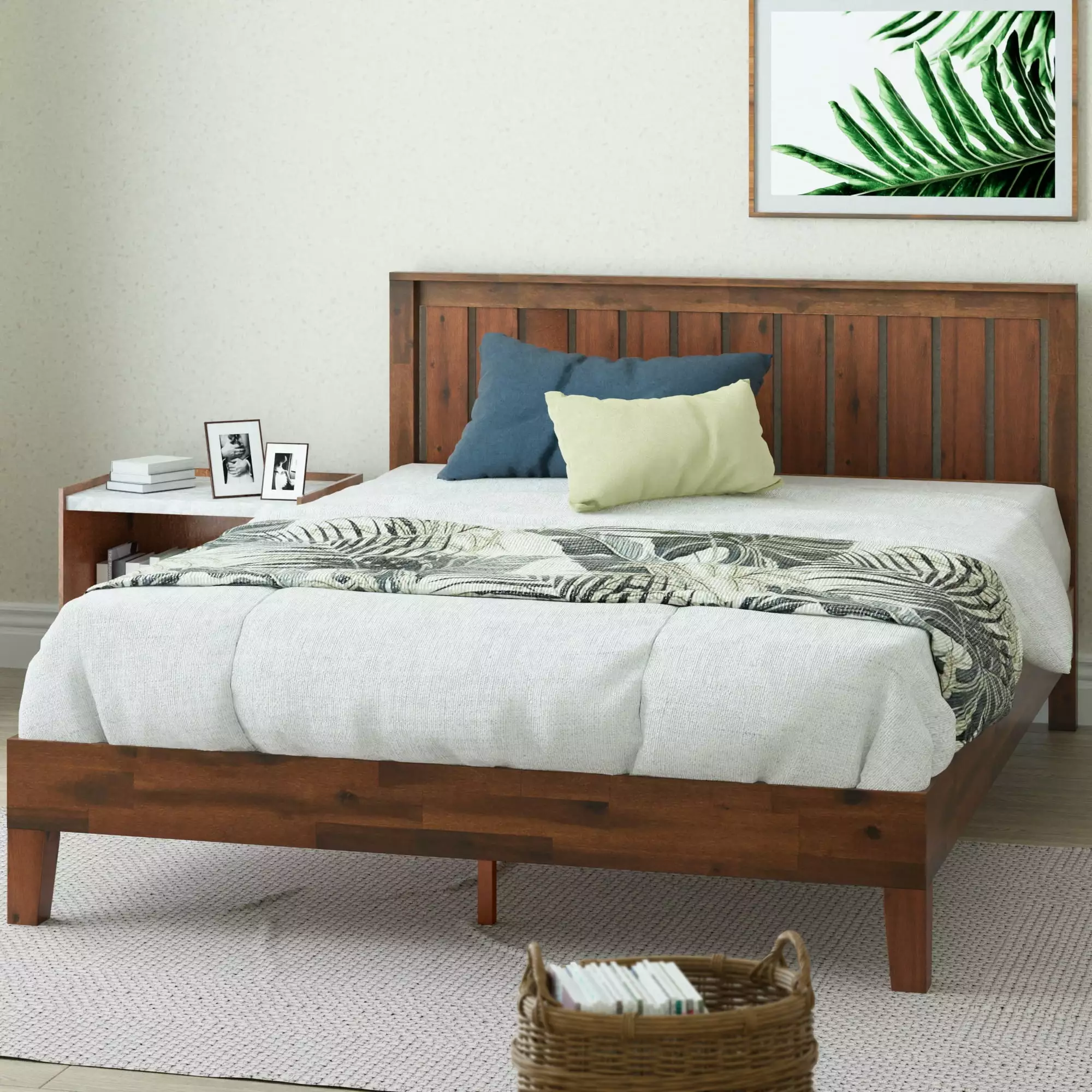 Zinus Vivek 37 Deluxe Queen Wood Platform Bed Frame Headboard