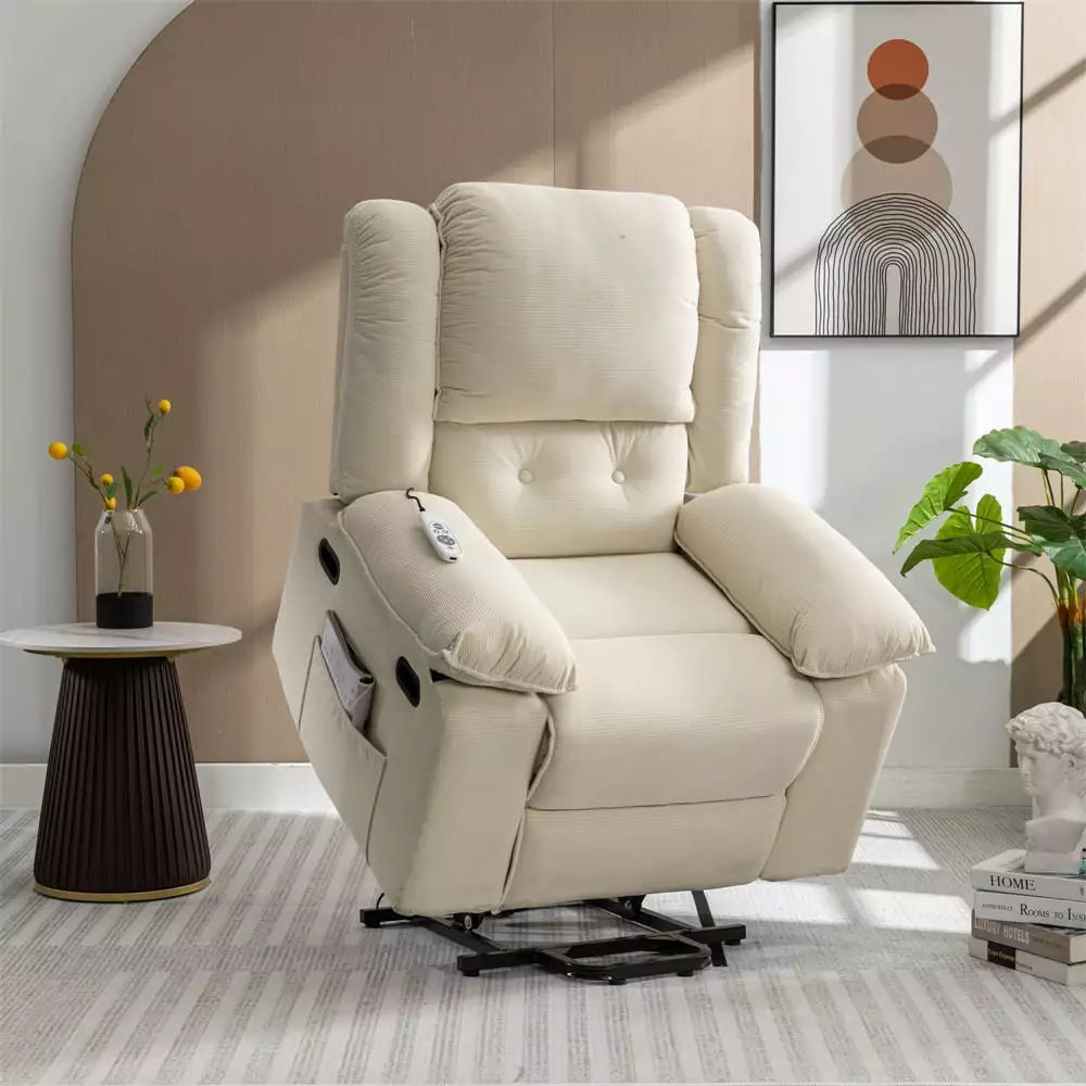 Power Lift Chair Elderly Massage and Heating - Electric Recliner Beige ARCTICSCORPION