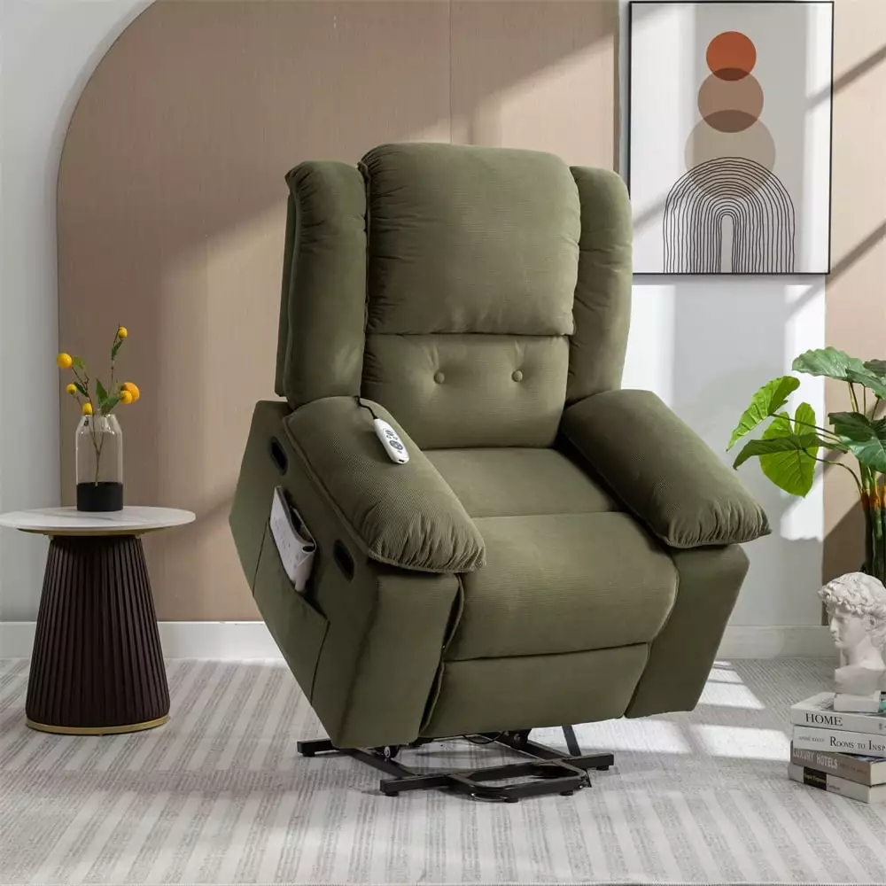 Power Lift Chair Elderly Massage and Heating - Electric Recliner Green ARCTICSCORPION