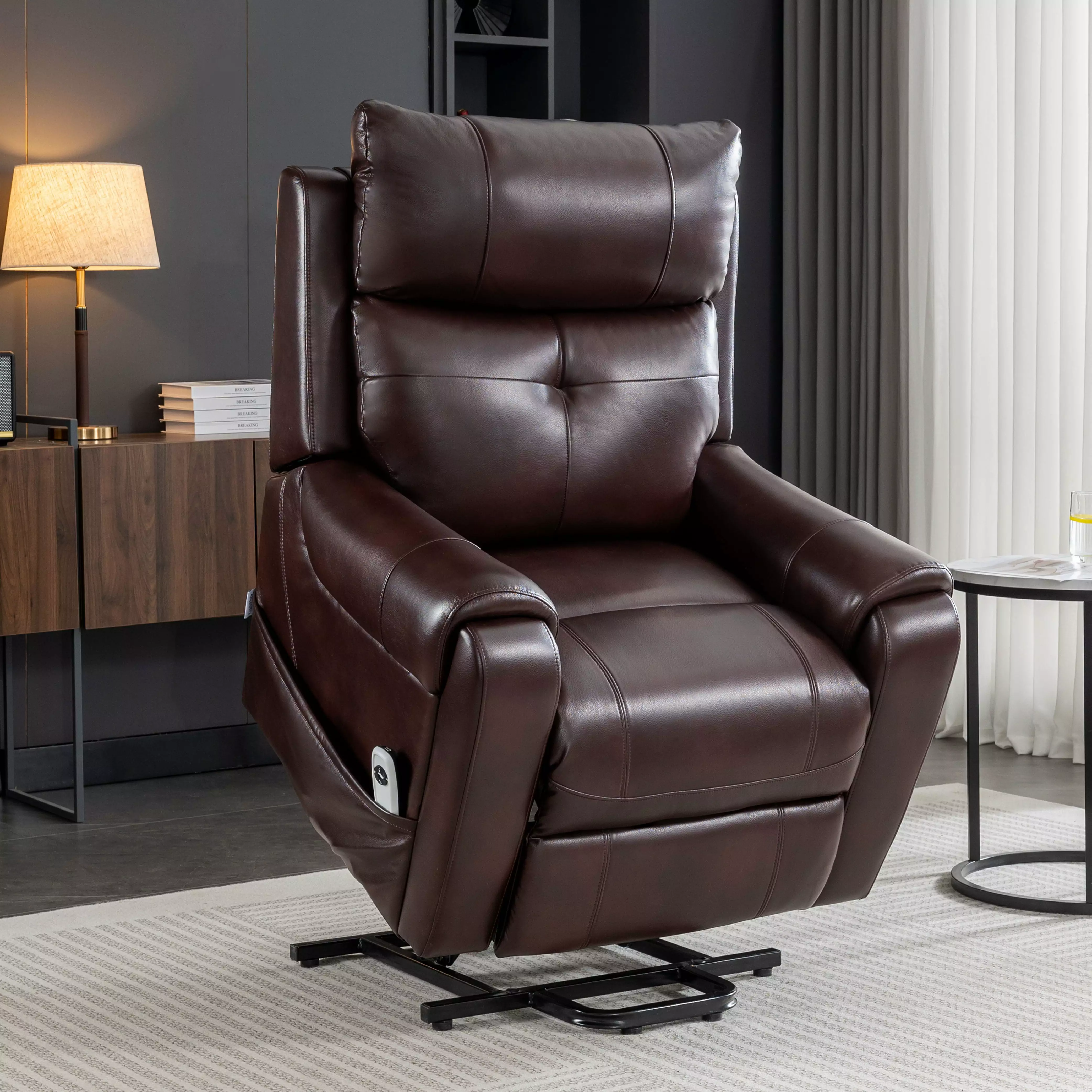 DeeHome Lehboson Electric Power Lift Recliner Chair Elderly Red Brown