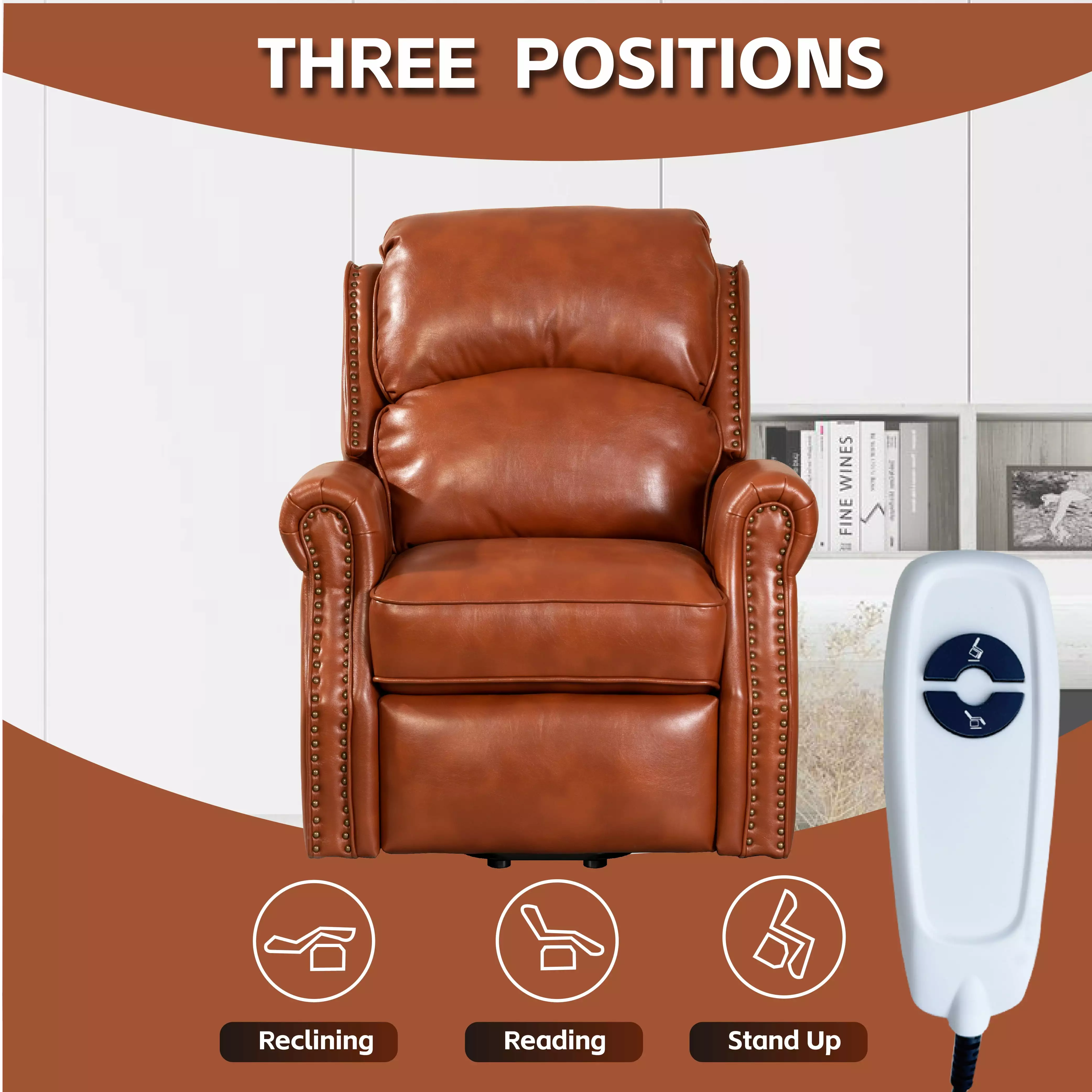 Homiyad Electric Power Lift Recliner Chair Sofa Elderly Caramel