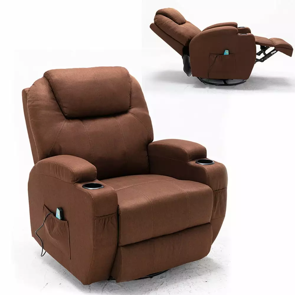 Homlike Textile Power Lift Chair - Electric Recliner Heated Vibration Massage and 360 Degree Rotation