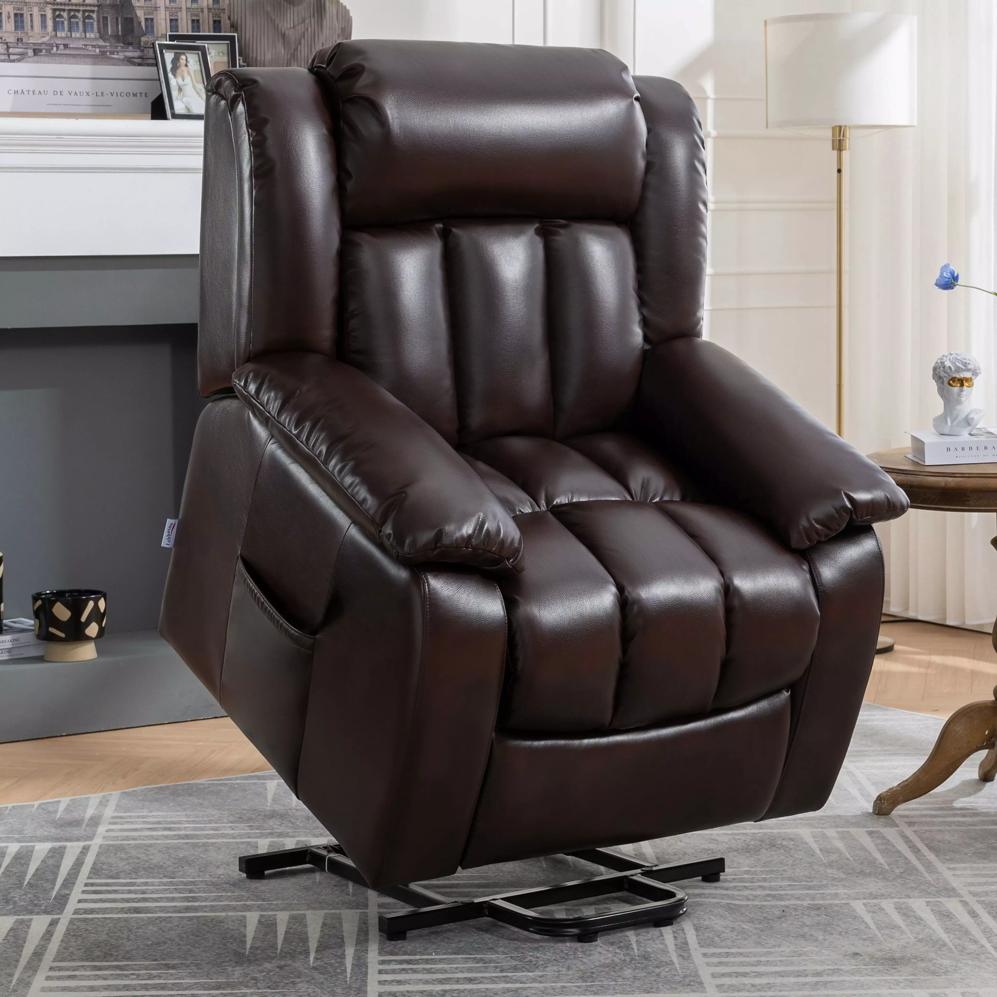 Lift Recliner Chair Electric Power Recliner Elderly Red Brown Jamini