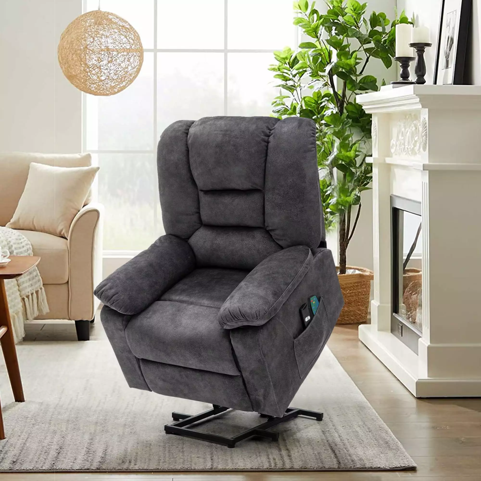 KUUFER Powered Recliner Lift Chair Elderly Dark Gray Living Room