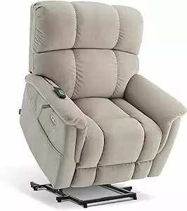 MCombo Dual Motor Power Lift Recliner Chair Massage and Heating Elderly - Beige