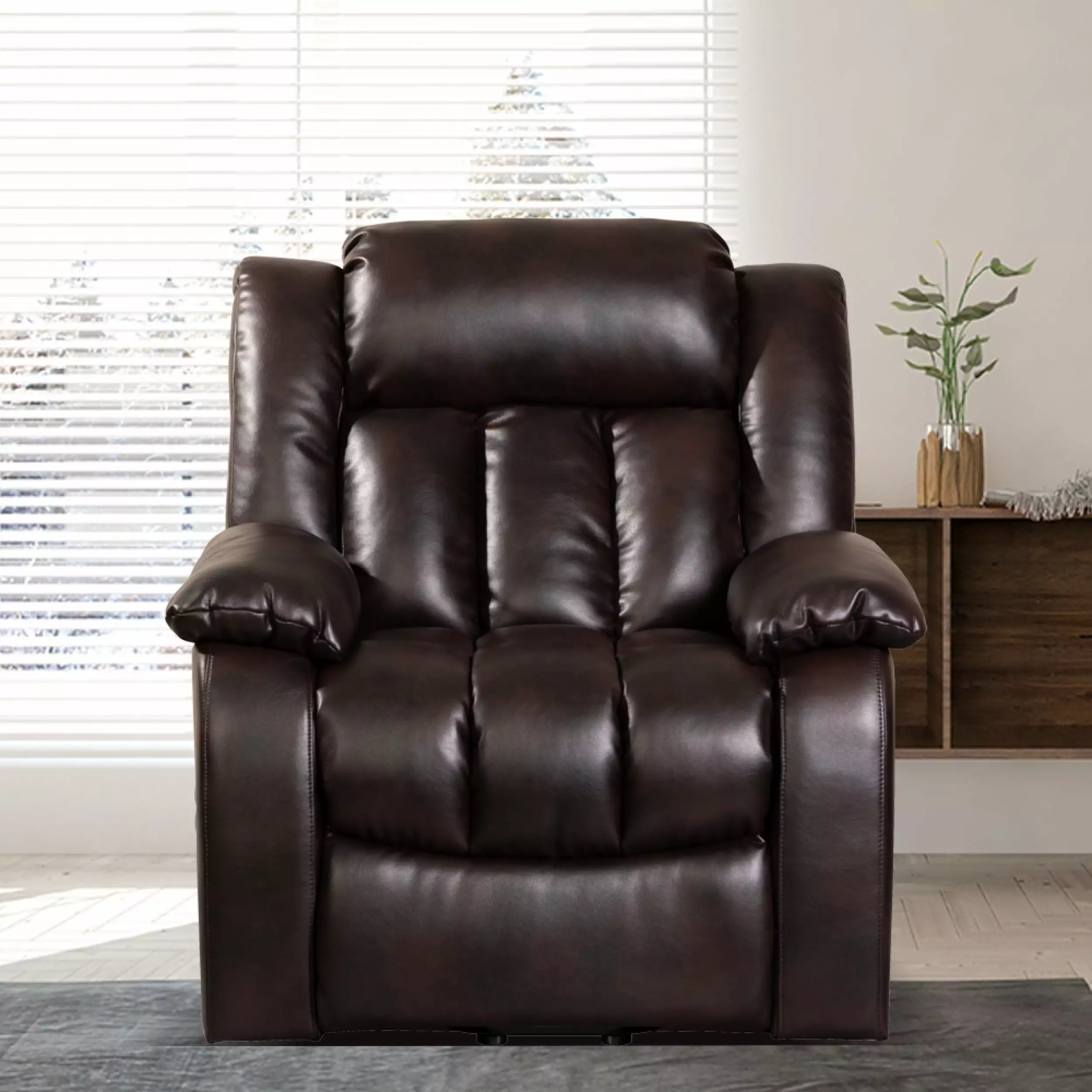 Electric Power Lift Recliner Chair Red Brown Elderly Living Room Miekor