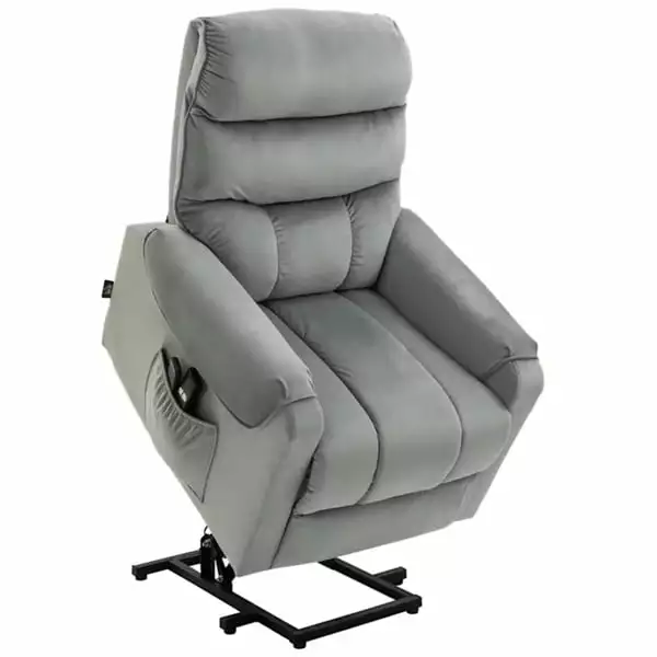 Miekor Grey Velvet Power Lift Recliner Chair Vibration Massage