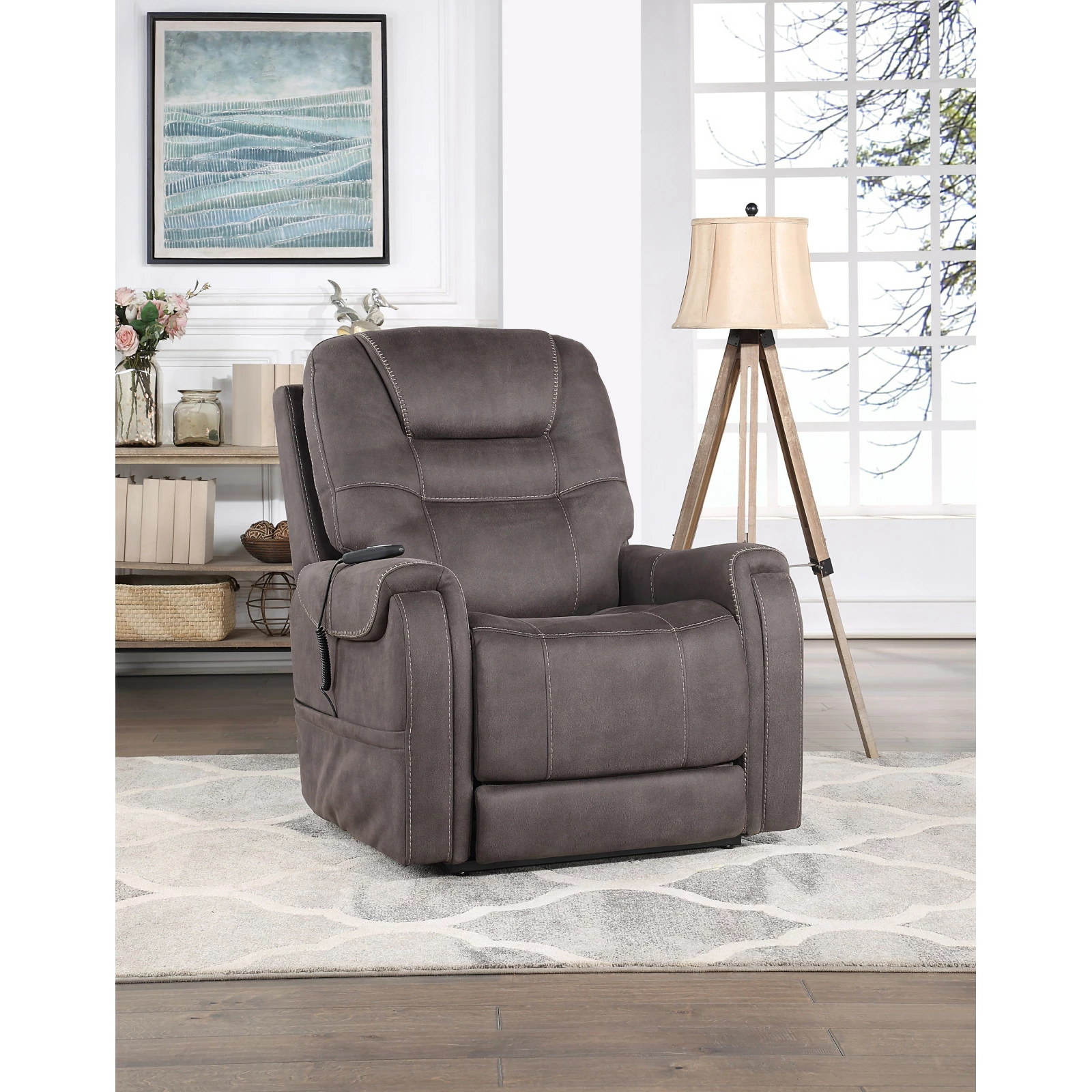 Brisbane Power Lift Chair 3 Heat Zones Grey Fabric Elderly Ponnky