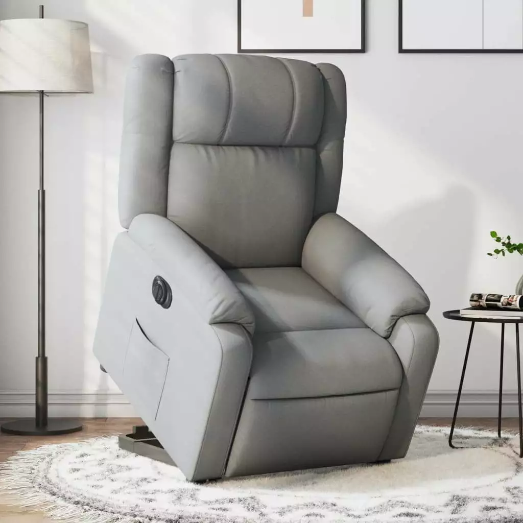 vidaXL Electric Stand up Recliner Chair Light Gray Fabric Power Lift Recliner Elderly