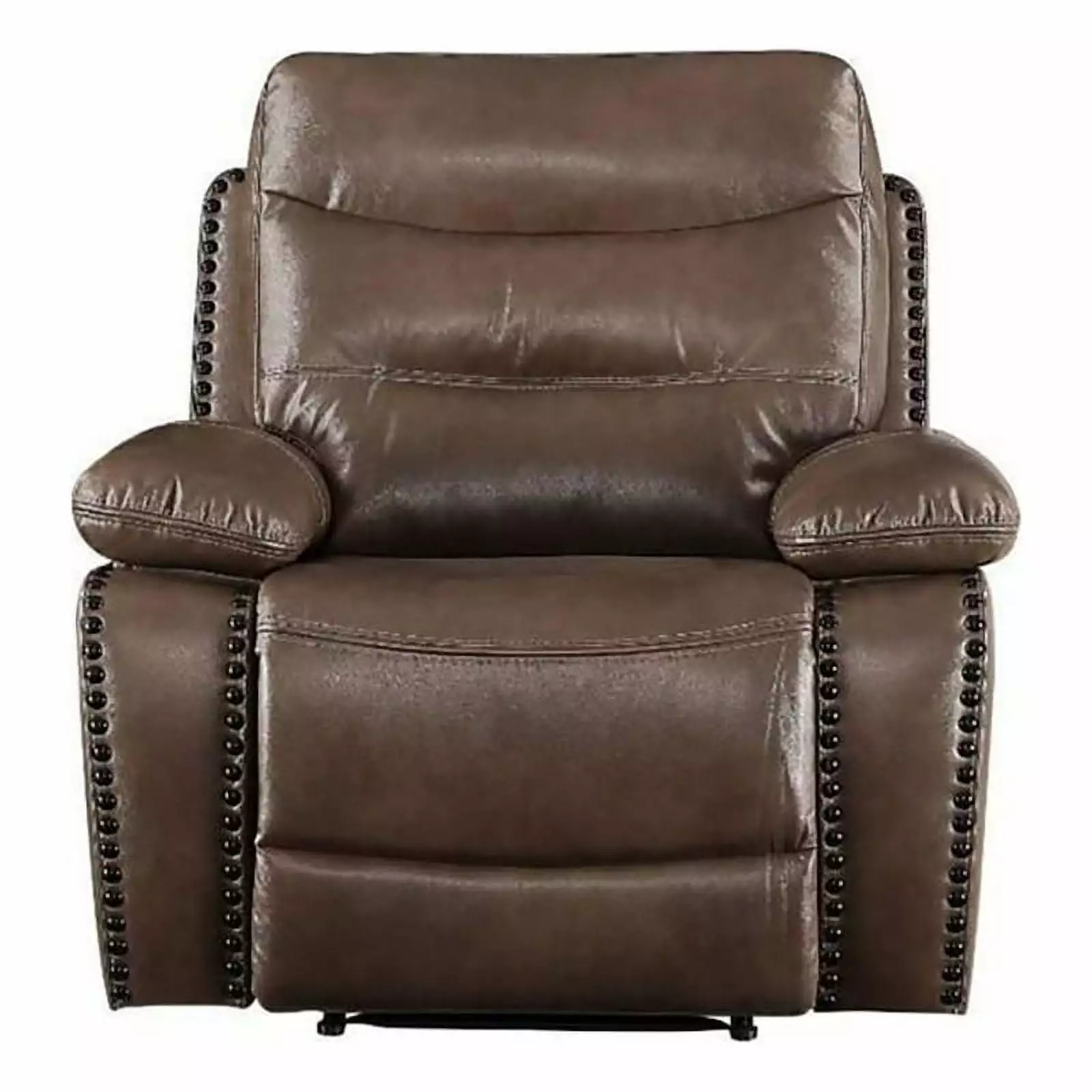Bowery Hill Contemporary Leather-Gel Match Power Motion Recliner Brown - Ergonomic Design