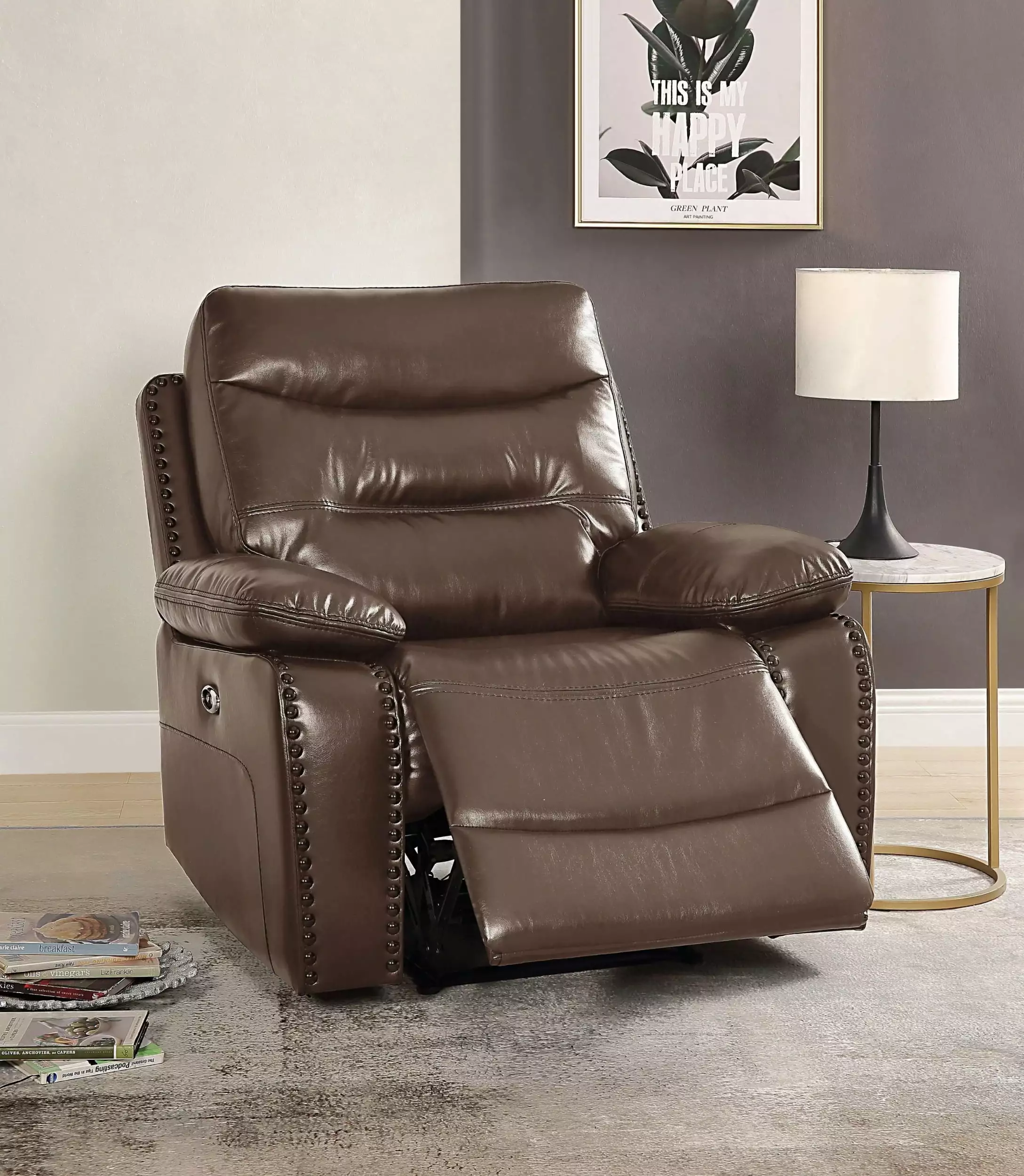 ACME Aashi Power Motion Recliner Brown Leather-Gel Match 55423