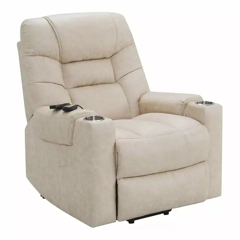 ACME Nairi Faux Leather Power Recliner Cupholders Light Gray Acme Furniture