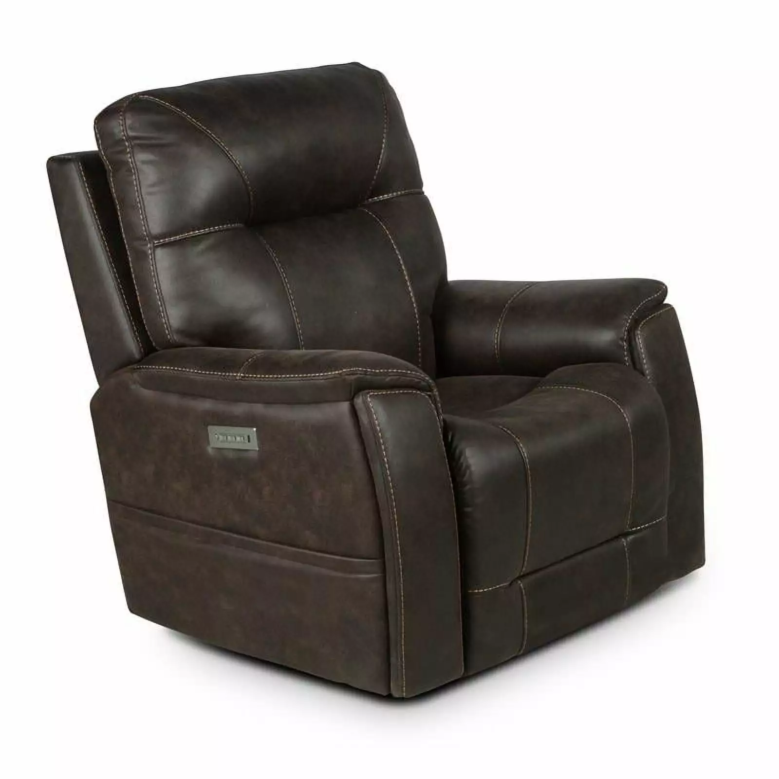Bowery Hill Transitional Brown Faux Leather Power Media Recliner - Stylish and Functional